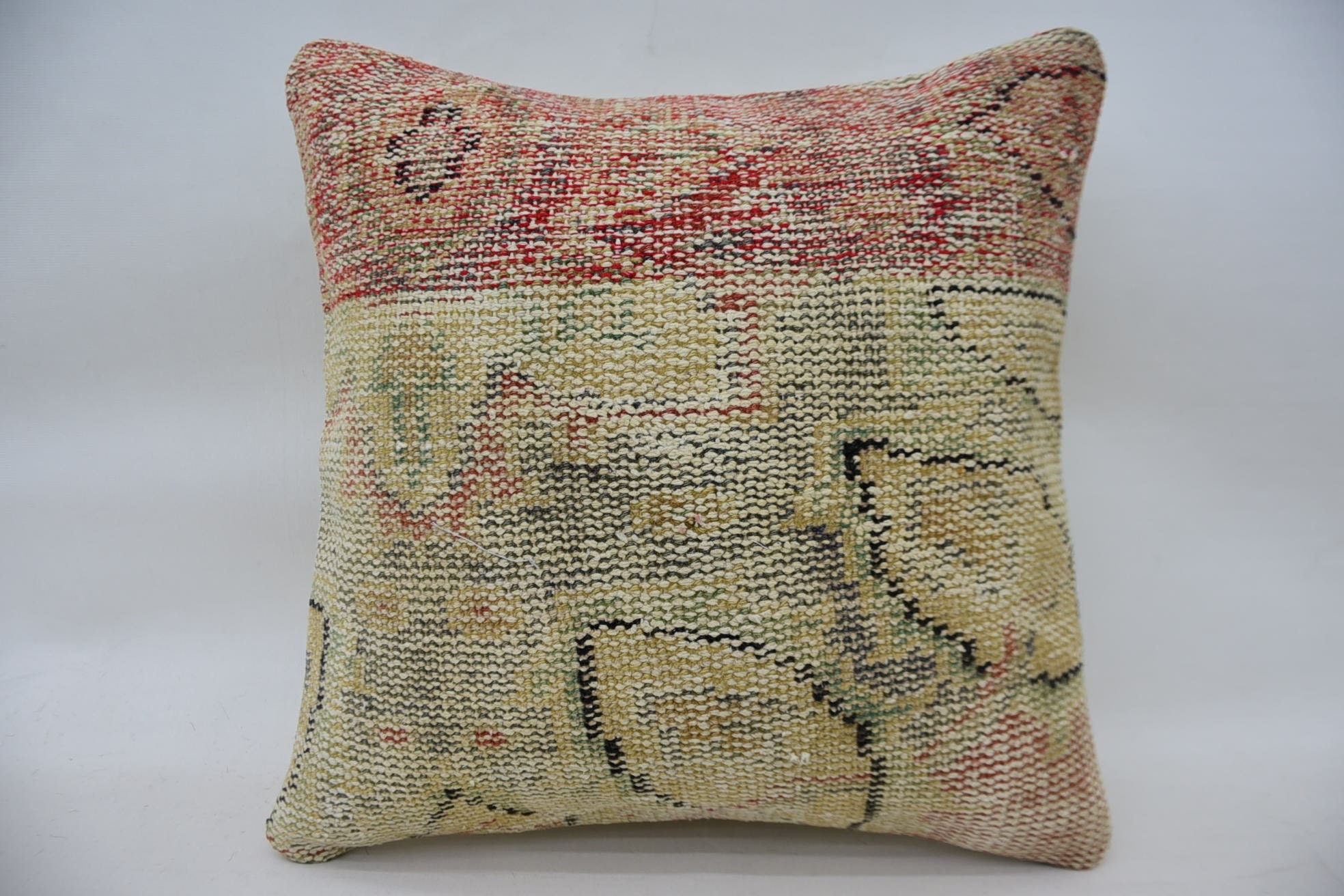 Boho Kırlent Kılıfı, Dış Mekan Destek Yastık Sham, 18"x18" Bej Minder Kılıfı, Türk Yastık, Kanepe Yastık, Türk Kilim Yastık