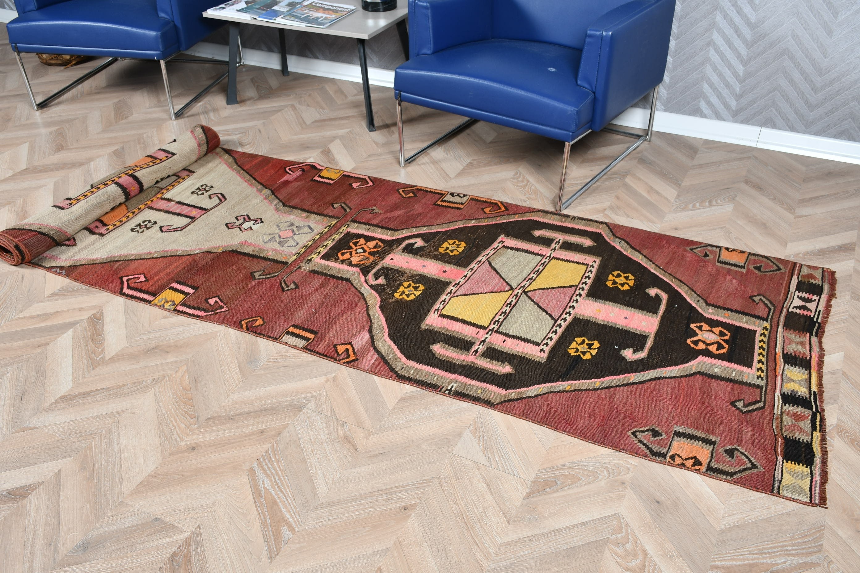 Merdiven Halısı, Oushak Halısı, Kilim, Türk Halıları, Fas Halıları, Vintage Halılar, Koridor Halısı, 3.1x14.8 ft Runner Halıları, Türkiye Halısı, Kahverengi Soğuk Halı