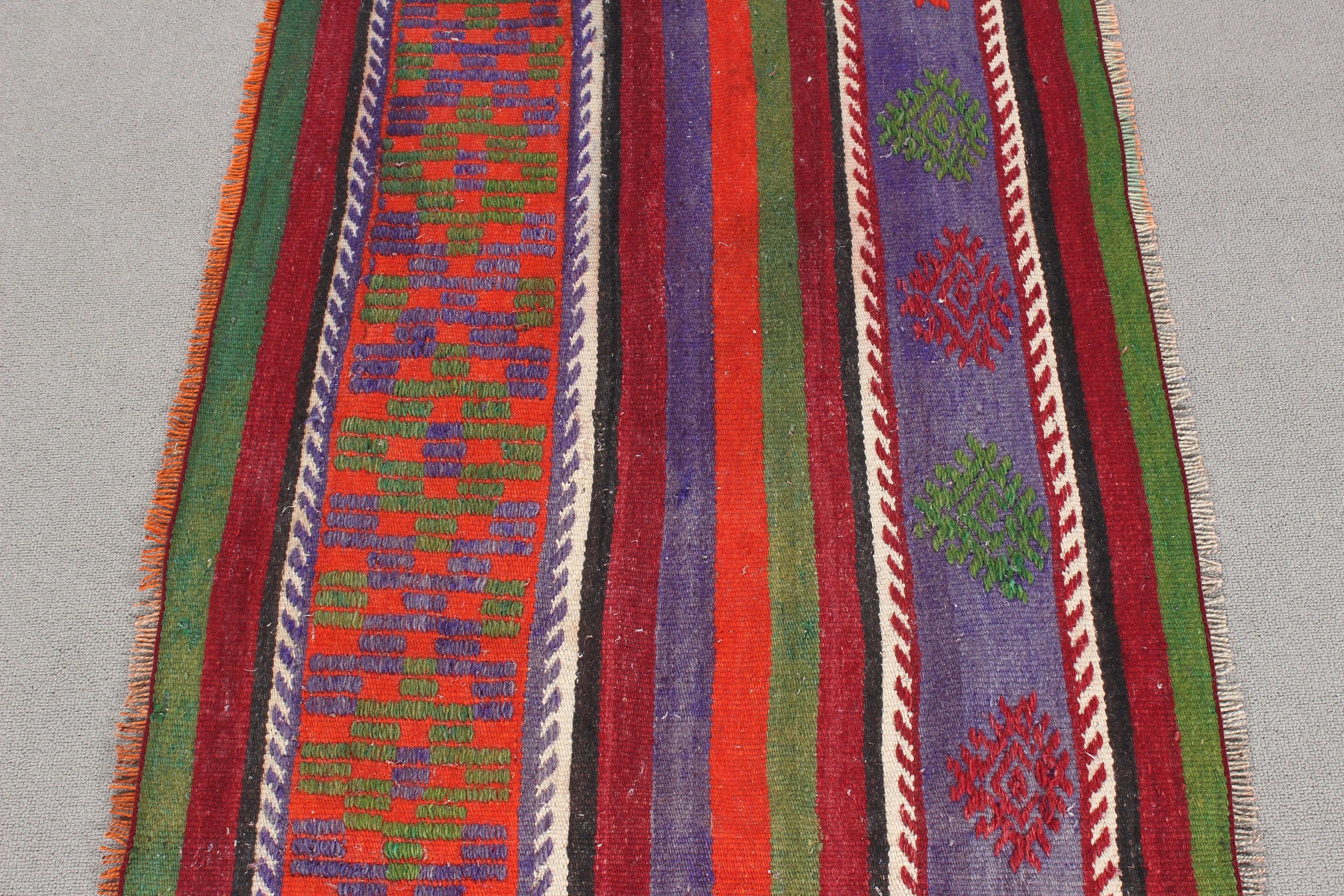 Kırmızı 2.3x6.4 ft Runner Halıları, Nötr Halı, Merdiven Halıları, Kilim, Türk Halısı, Vintage Halı, Ev Dekorasyonu Halısı, Mutfak Halıları, Boho Halısı