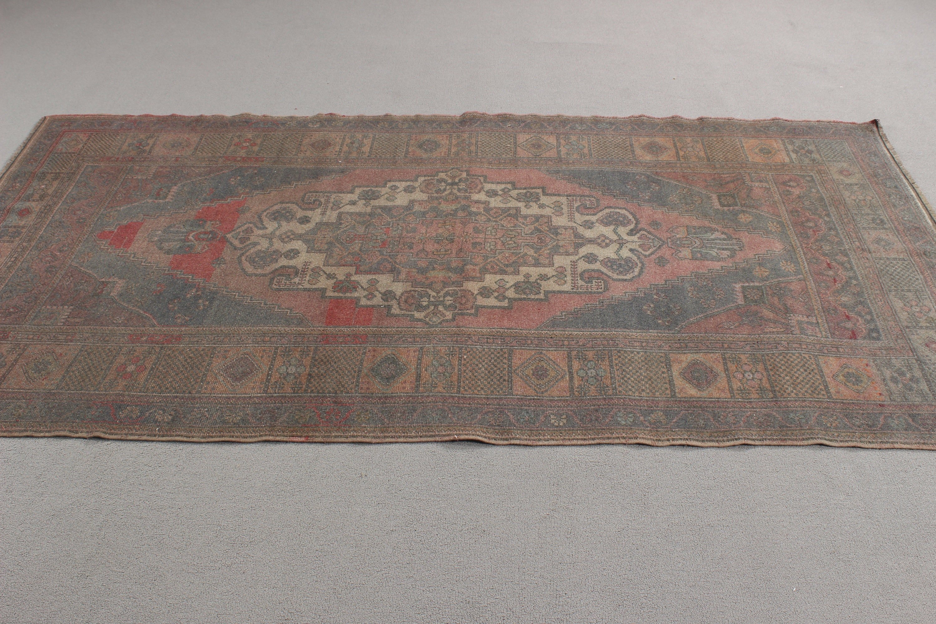 Floor Rugs, Antique Rug, Handwoven Rugs, Dining Room Rug, Luxury Rug, 4.3x8 ft Area Rugs, Vintage Rug, Red Statement Rug, Turkish Rug