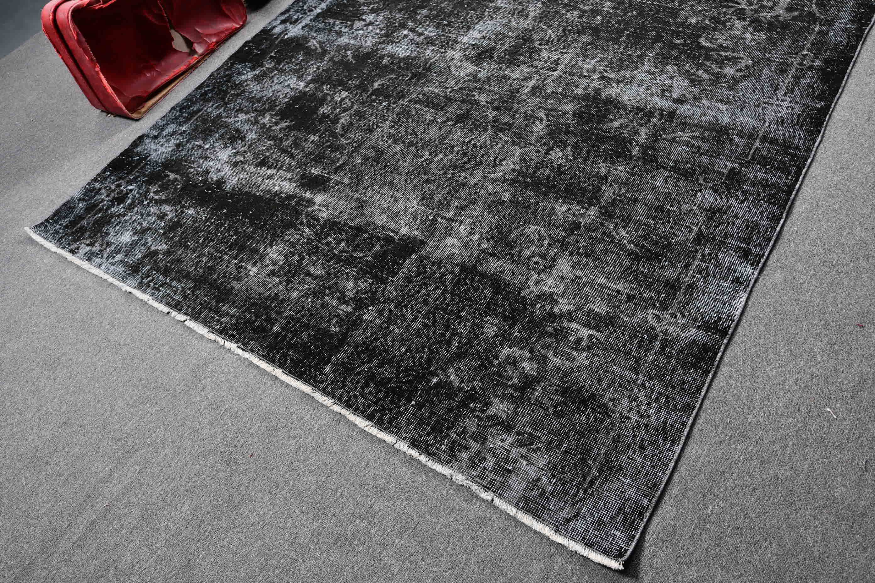 Black  6.2x8 ft Large Rugs, Kitchen Rug, Salon Rug, Rugs for Bedroom, Dining Room Rugs, Cool Rugs, Vintage Rug, Turkish Rug