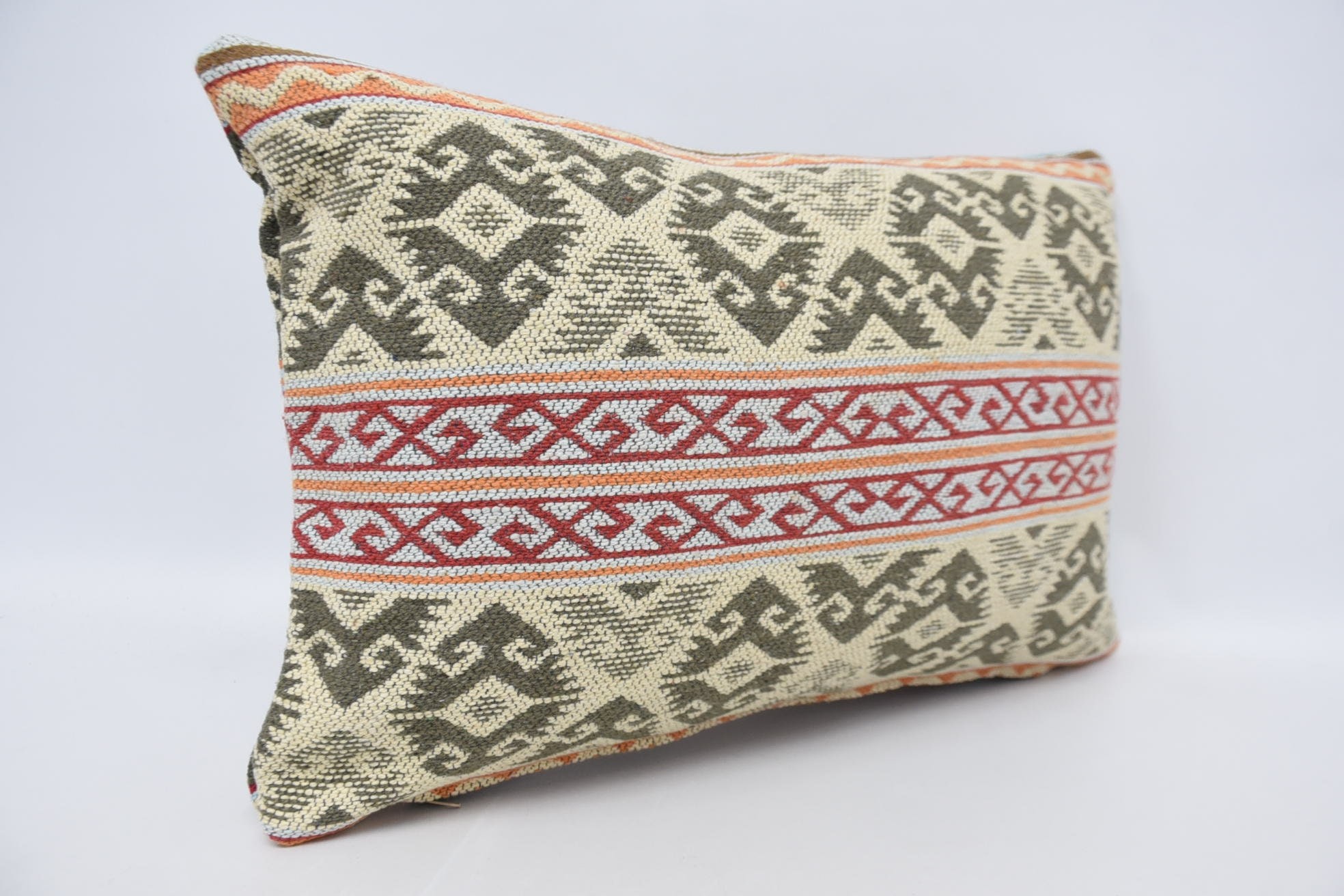 16"x24" White Pillow Sham, Kilim Pillow Cover, Throw Kilim Pillow, Aesthetic Pillow, Decorative Throw Pillow, Vintage Kilim Pillow