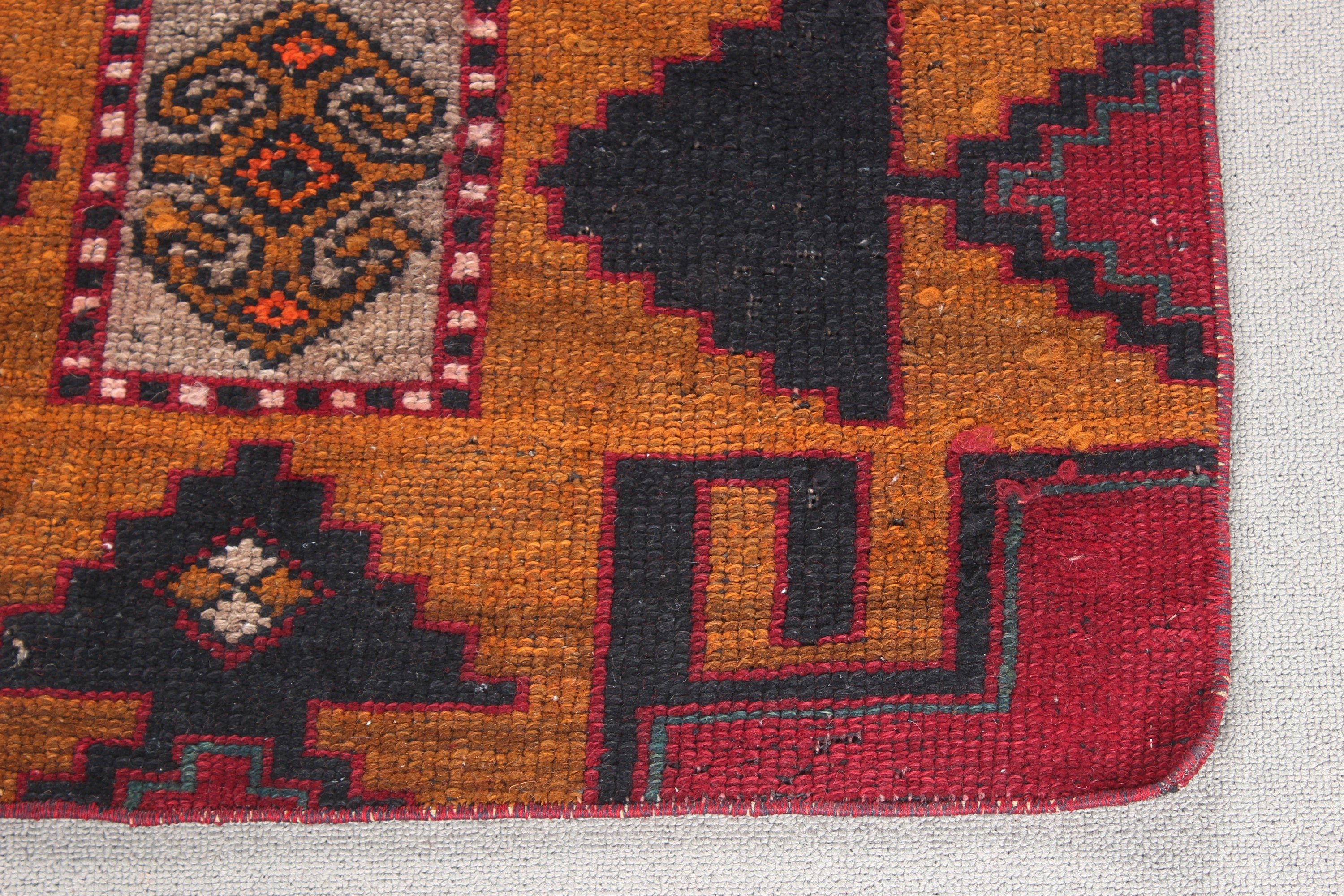 Small Area Rug, Car Mat Rugs, Orange Oushak Rug, Rugs for Car Mat, Floor Rugs, Turkish Rugs, Wool Rugs, 2x3.2 ft Small Rugs, Vintage Rug