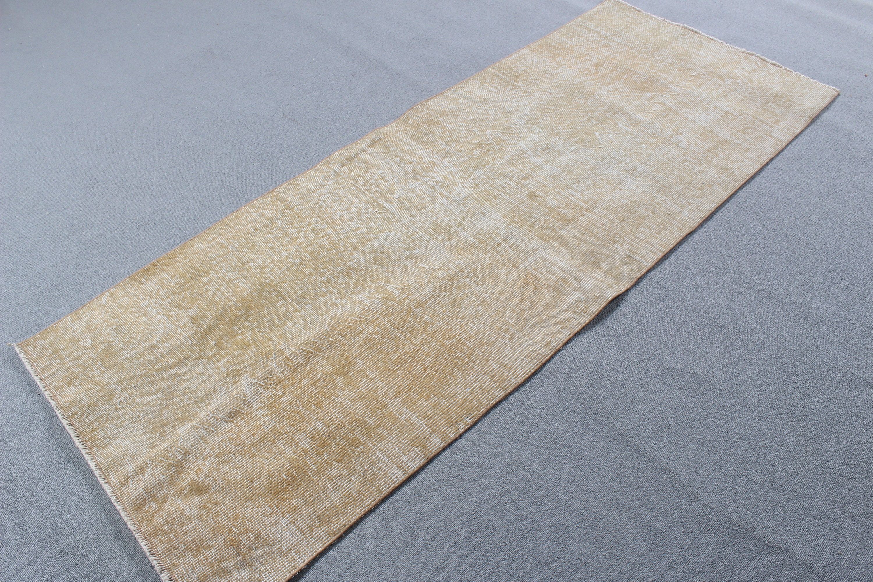 Vintage Halı, Vintage Runner Halı, Etnik Halılar, 2.6x6.6 ft Runner Halı, Yer Halısı, Mutfak Halıları, El Dokuma Halı, Türk Halısı, Sarı Yün Halı