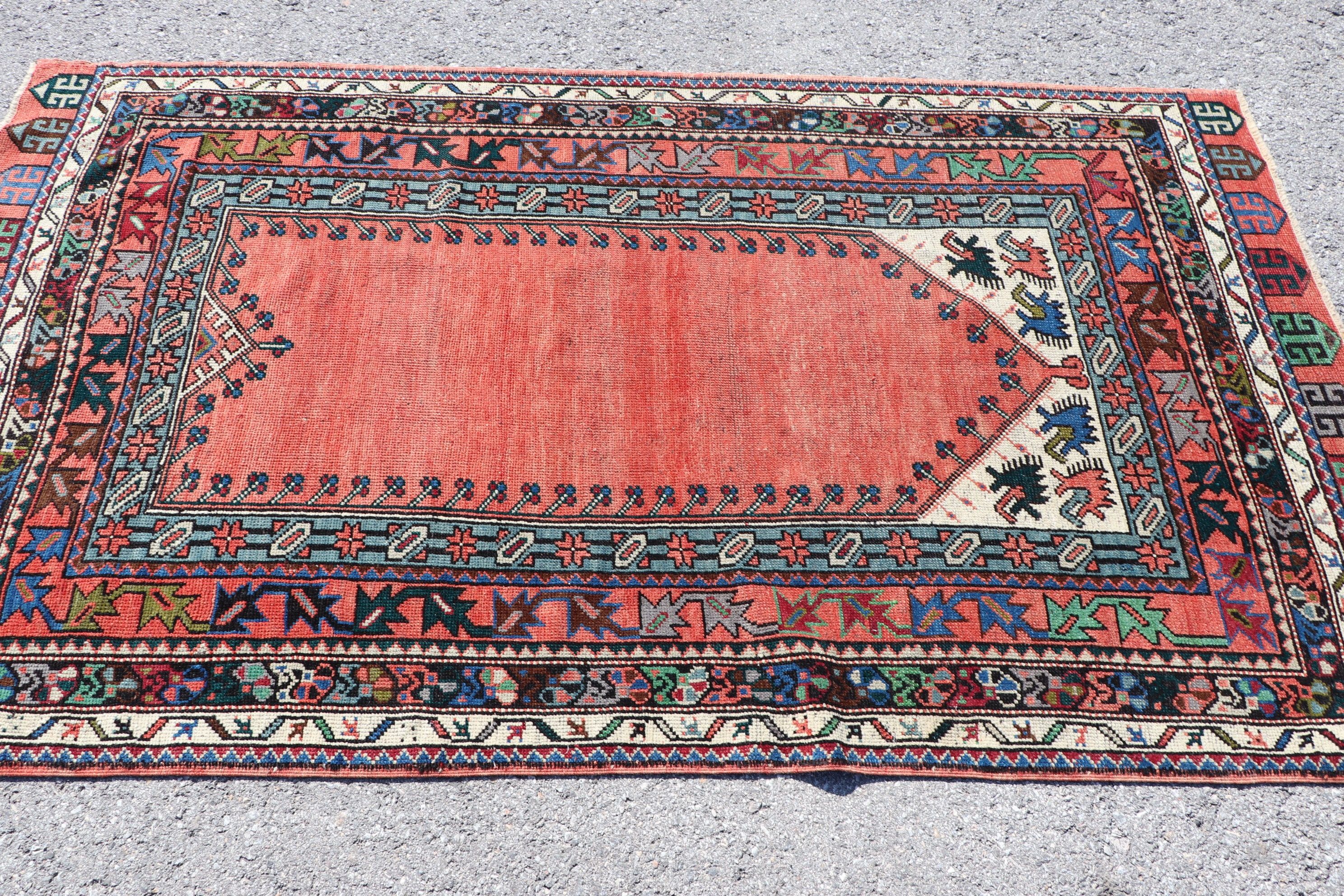 Old Rug, Bedroom Rug, Dining Room Rugs, Red Bedroom Rug, 3.8x6.6 ft Area Rugs, Turkish Rug, Vintage Rugs, Home Decor Rug, Living Room Rugs