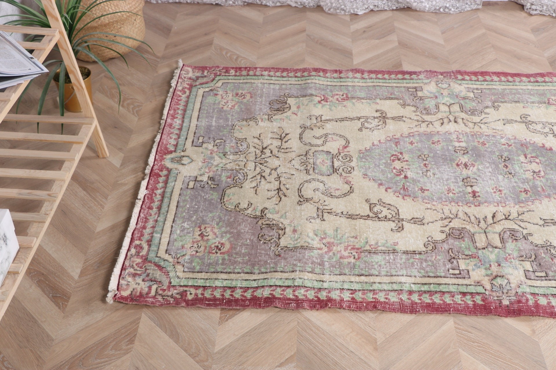 Vintage Halılar, Alan Halıları, Türk Halısı, Oturma Odası Halısı, 3,8x6,6 ft Alan Halısı, İç Mekan Halıları, Boho Halıları, Antika Halılar, Kırmızı Nötr Halı