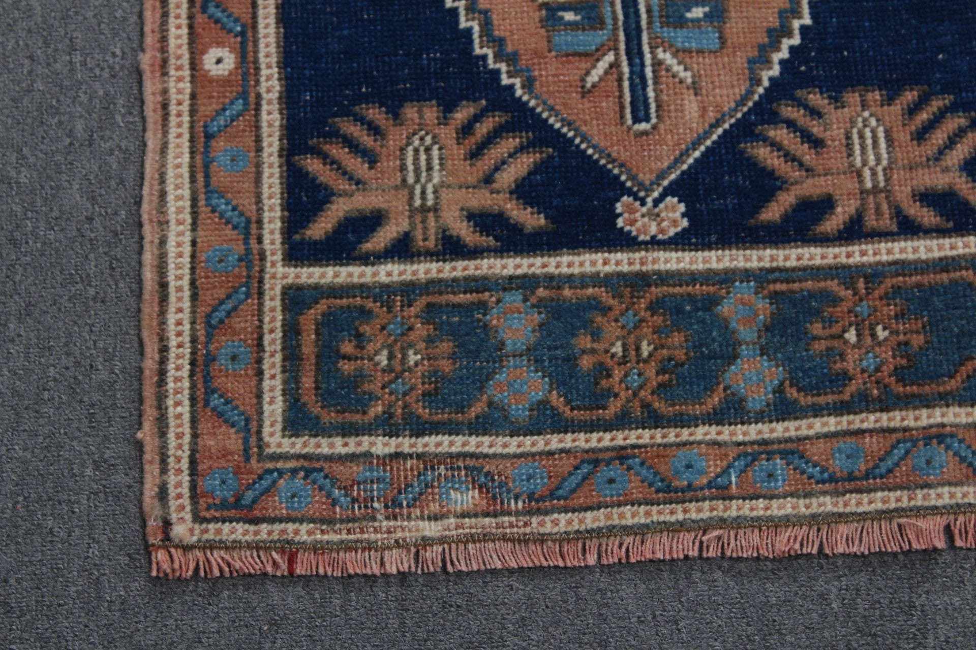 Giriş Halıları, Boho Halısı, Türk Halısı, Turuncu Ev Dekorasyonu Halısı, Vintage Halı, 1.7x3.8 ft Küçük Halı, Oushak Halısı, Ev Dekorasyonu Halıları, Banyo Halısı