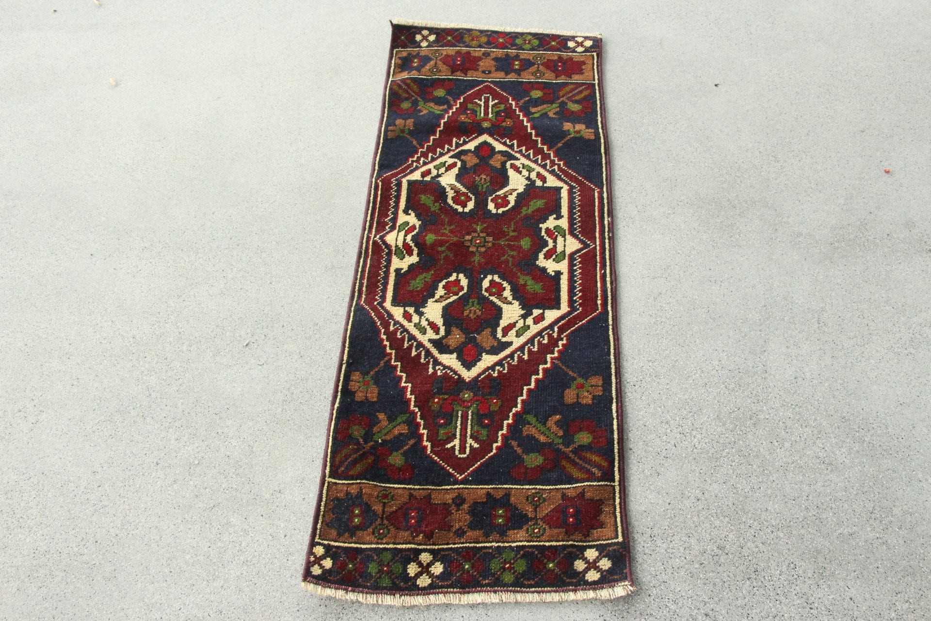 Anatolian Rugs, 1.3x3.8 ft Small Rug, Nursery Rug, Bathroom Rug, Vintage Rugs, Purple Bedroom Rugs, Turkish Rugs, Old Rug