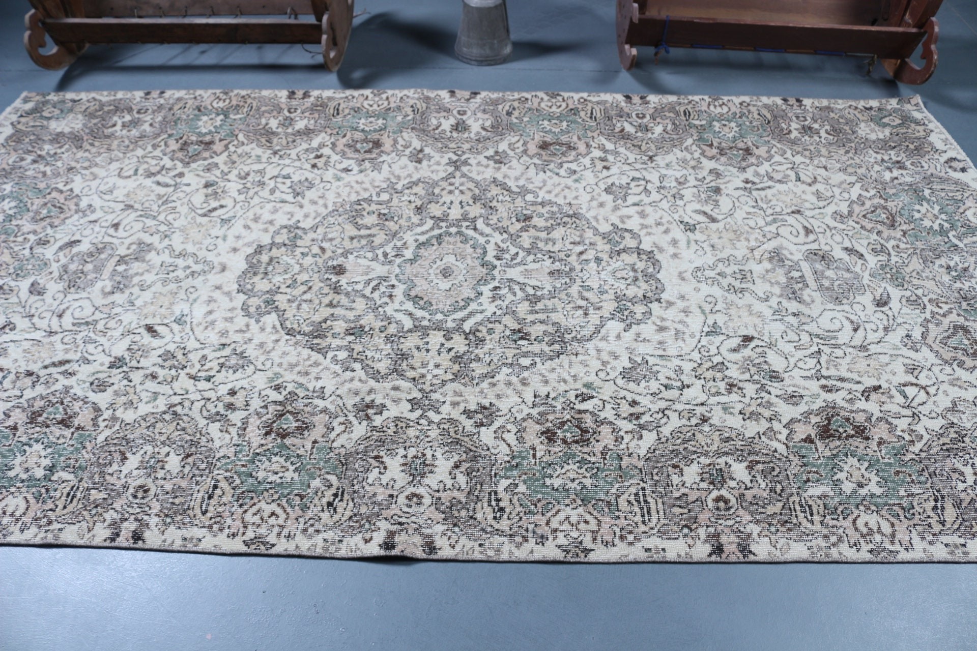 Vintage Halılar, 5.3x10 ft Büyük Halı, Yatak Odası Halısı, Bej Mutfak Halısı, Türk Halısı, Oushak Halıları, Salon Halıları, Oturma Odası Halıları, Salon Halısı