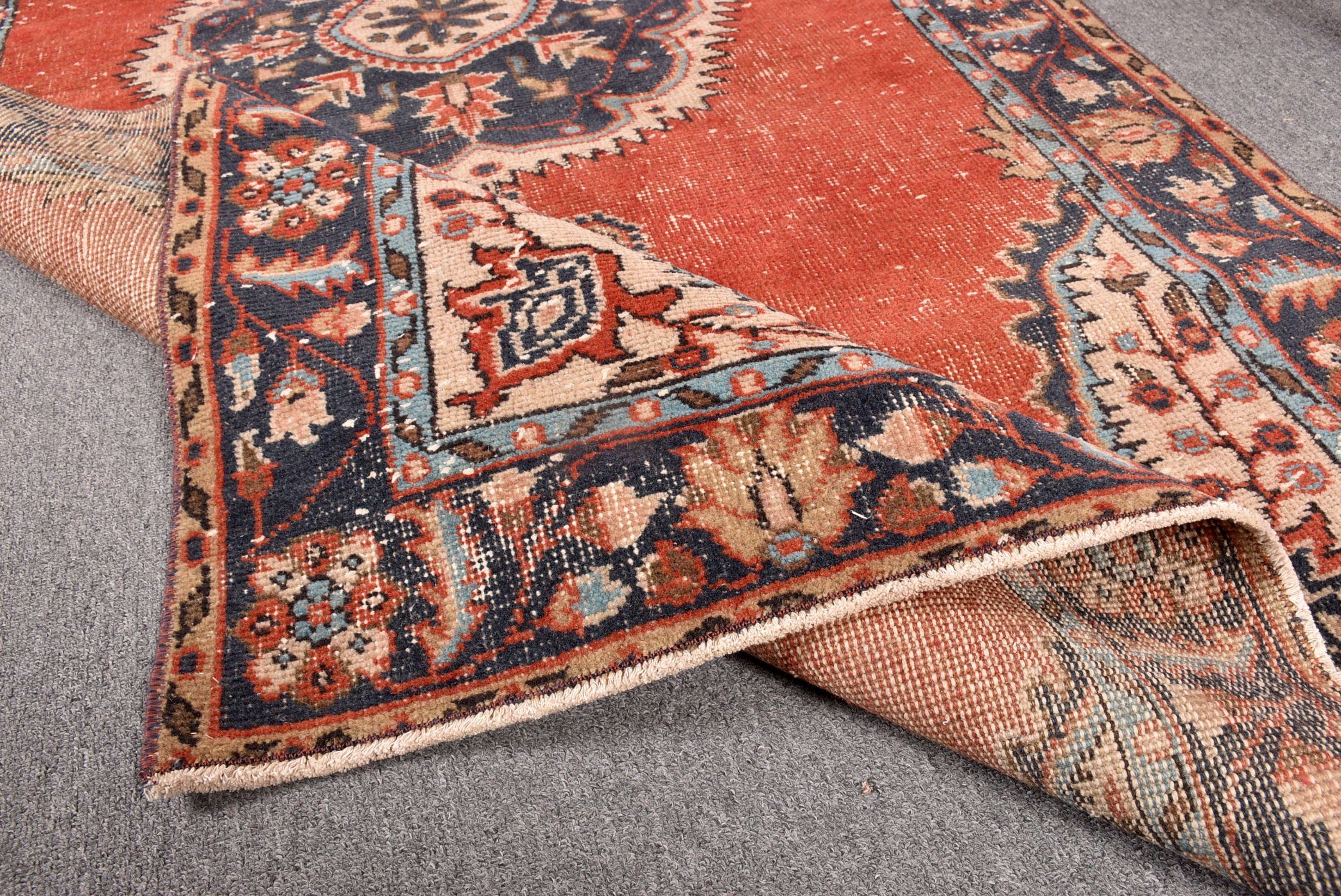 Oriental Rug, Red Handwoven Rug, Bedroom Rugs, Vintage Rugs, Oushak Area Rug, 3.8x6.7 ft Area Rug, Turkish Rug, Vintage Area Rugs