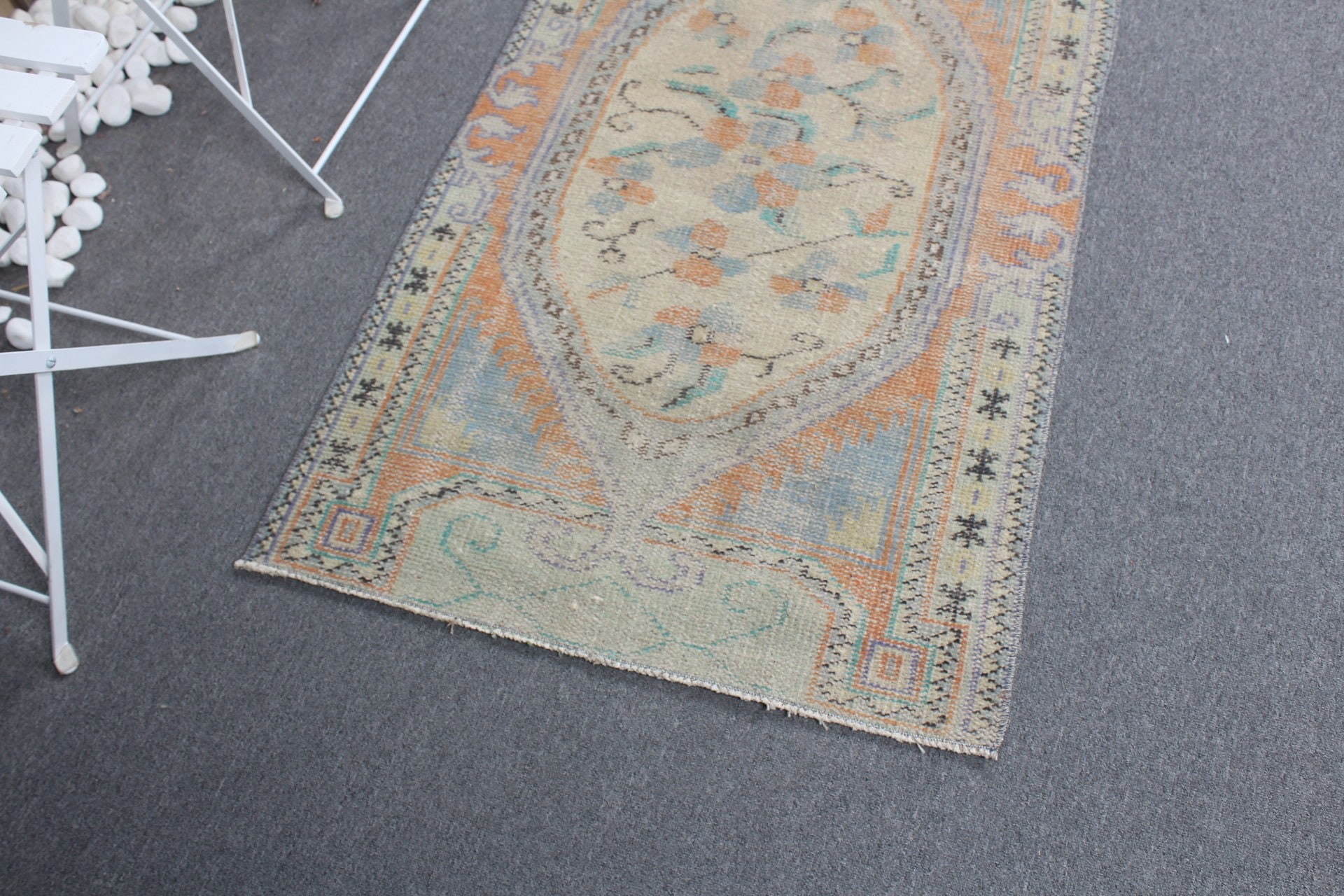 2.6x4.4 ft Küçük Halı, Antika Halılar, Sanat Halısı, Yün Halı, Araba Paspas Halısı, Türk Halısı, Kapı Paspası Halısı, Turuncu Soğuk Halı, Giriş Kilimleri, Vintage Halı