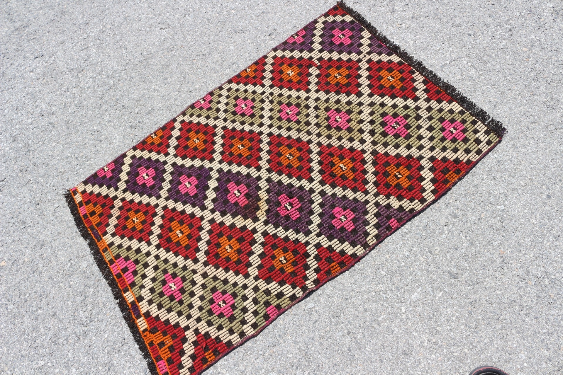 Banyo Kilim, Anadolu Kilim, Yatak odası Kilim, Giriş Kilim, Banyo Kilim, 71x109 cm Küçük Kilim, Ev Kilim, Nostaljik Kilim, Bej Zemin Kilim