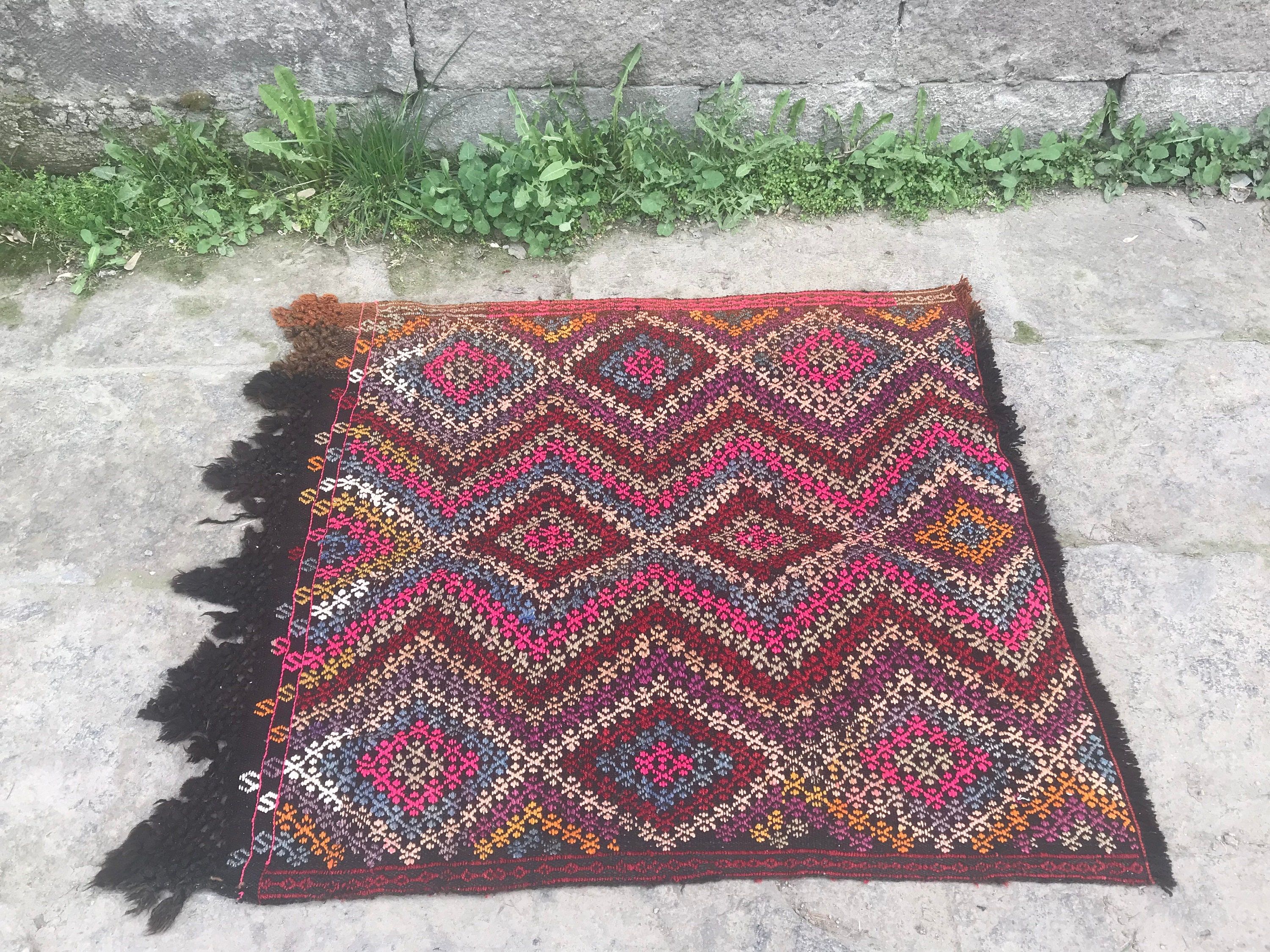 Wall Hanging Rug, Turkish Rugs, Bedroom Rugs, Moroccan Rug, 3.3x3.5 ft Small Rugs, Bathroom Rug, Pink Wool Rugs, Kilim, Vintage Rug