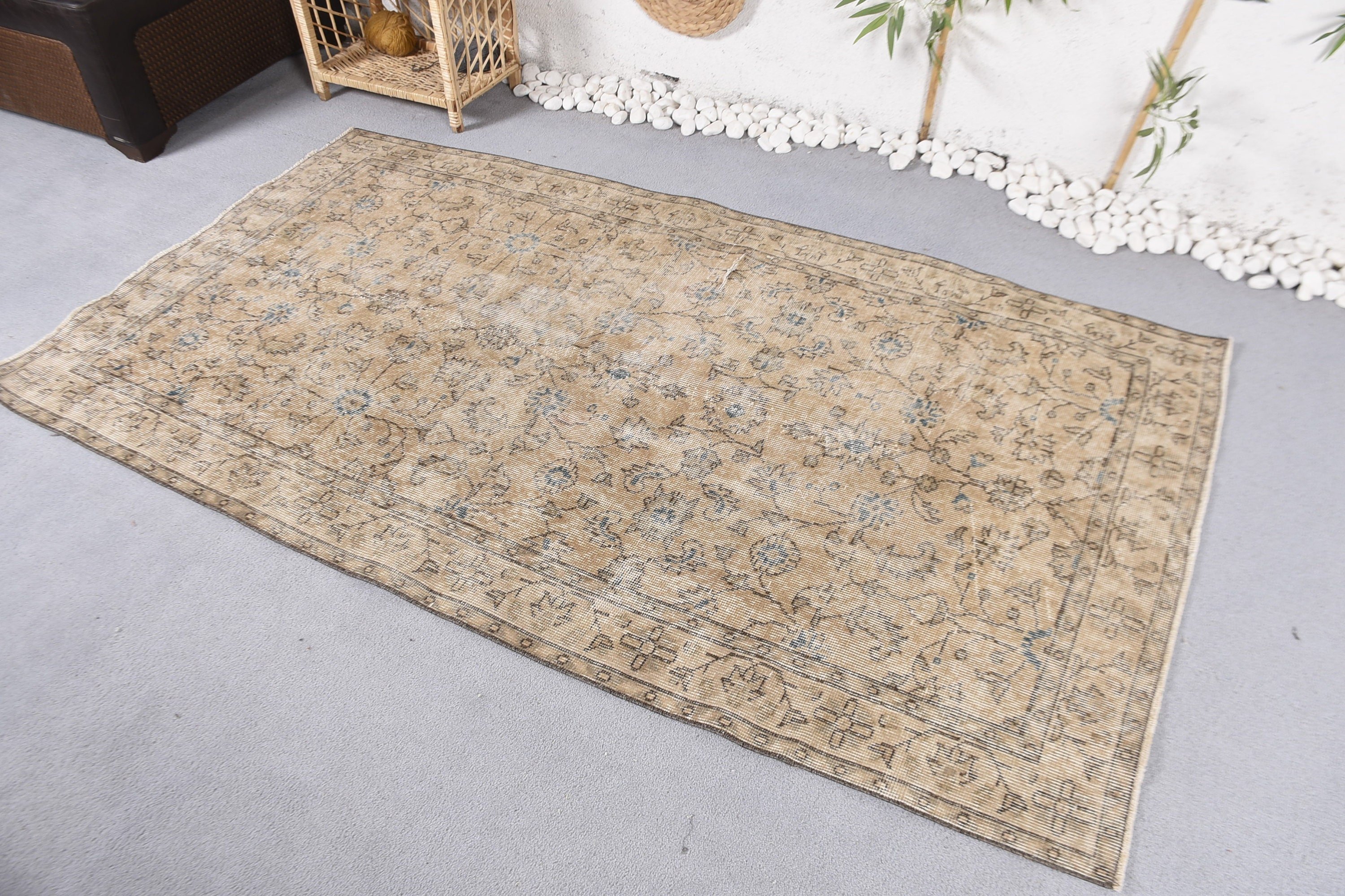 Rugs for Area, Oriental Rugs, Cool Rug, Oushak Area Rug, 3.8x6.9 ft Area Rugs, Floor Rugs, Turkish Rugs, Vintage Rugs, Blue Moroccan Rugs