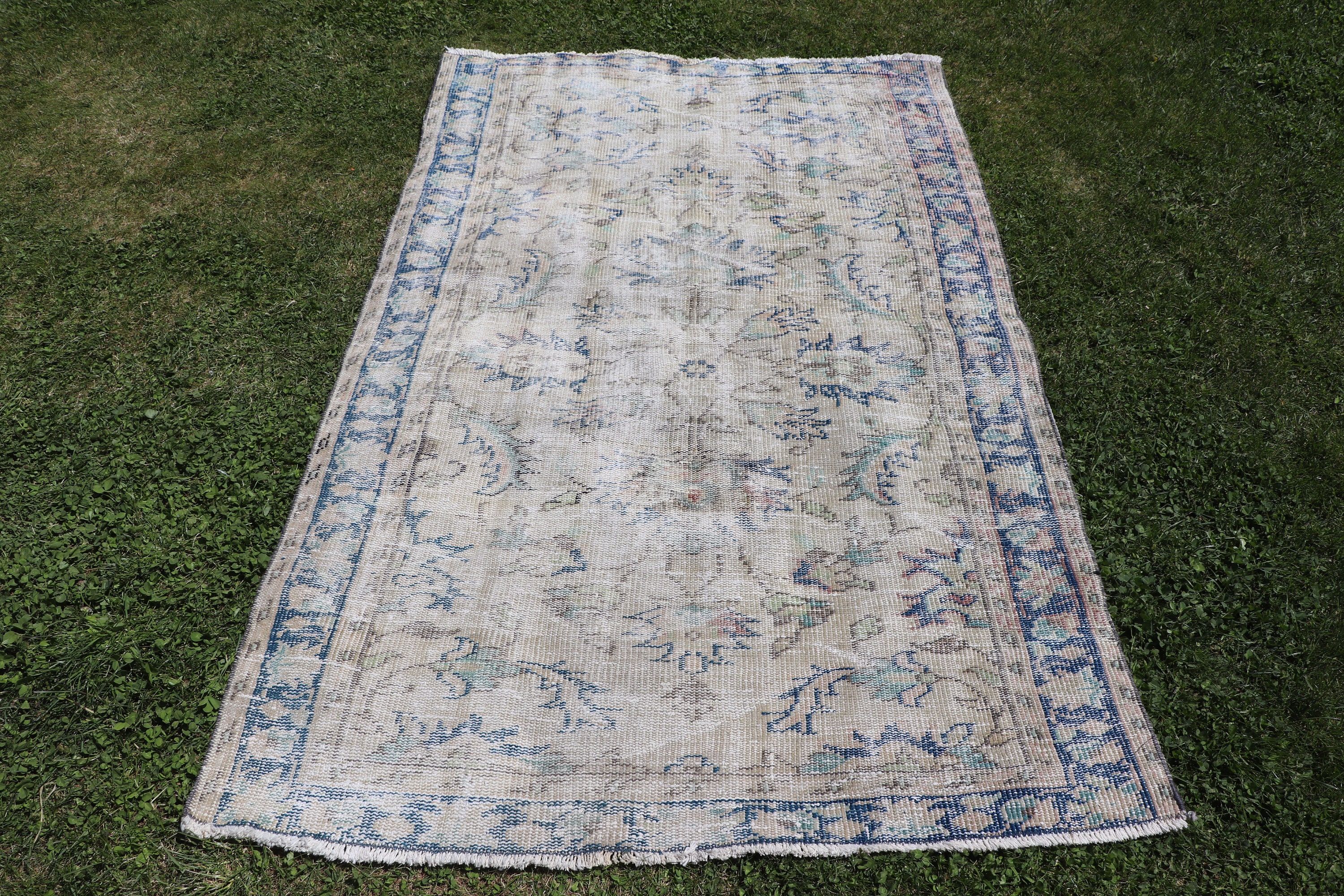 3.9x6 ft Accent Halılar, Yün Halı, Bej Modern Halılar, Boho Accent Halı, Lüks Halılar, Vintage Vurgulu Halılar, Türk Halıları, Vintage Halılar