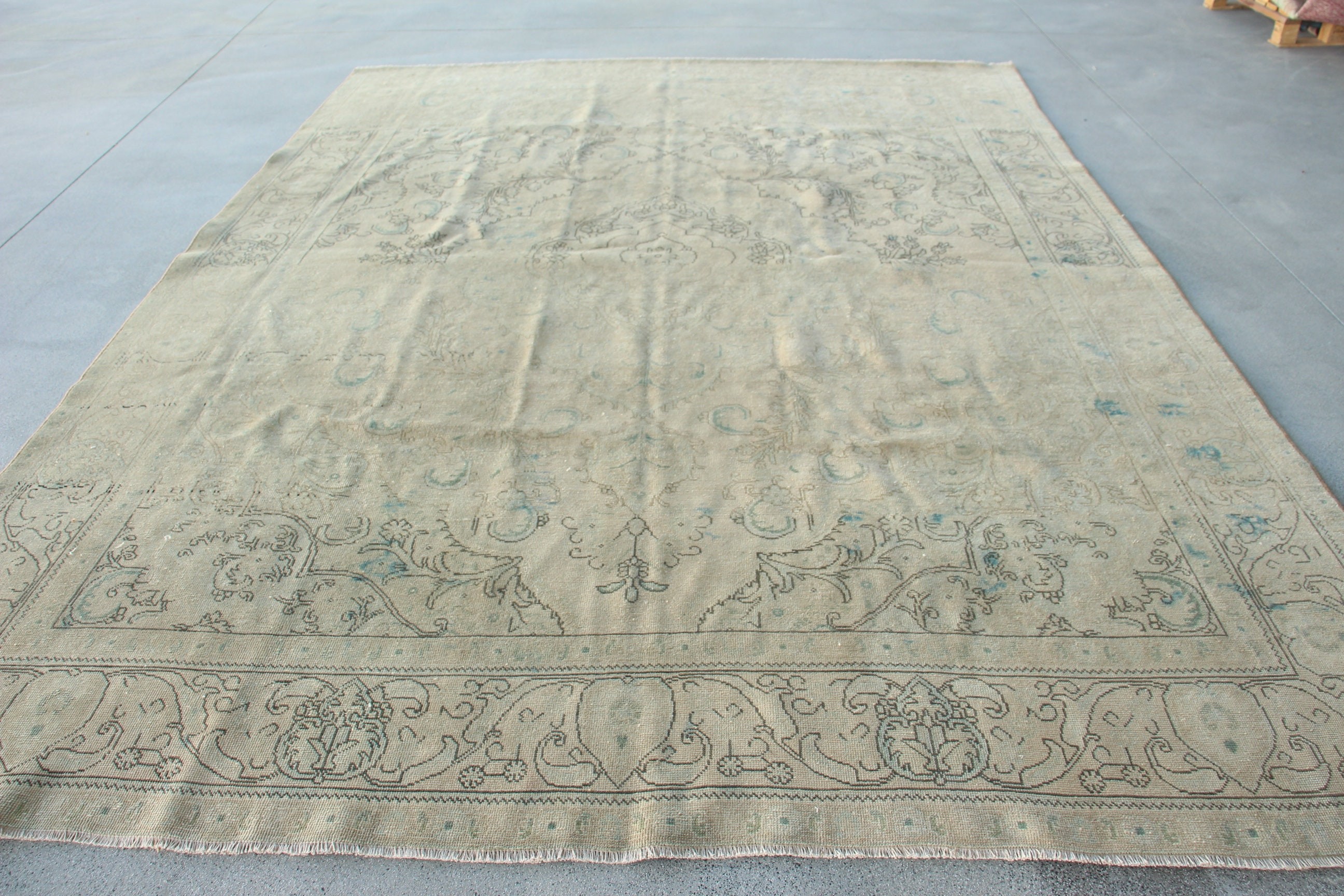 Türk Halısı, Bej Oushak Halısı, 9.1x12 ft Büyük Boy Halılar, Büyük Boy Vintage Halılar, Büyük Boy Türk Halısı, Oushak Halısı, Lüks Halı, Vintage Halı