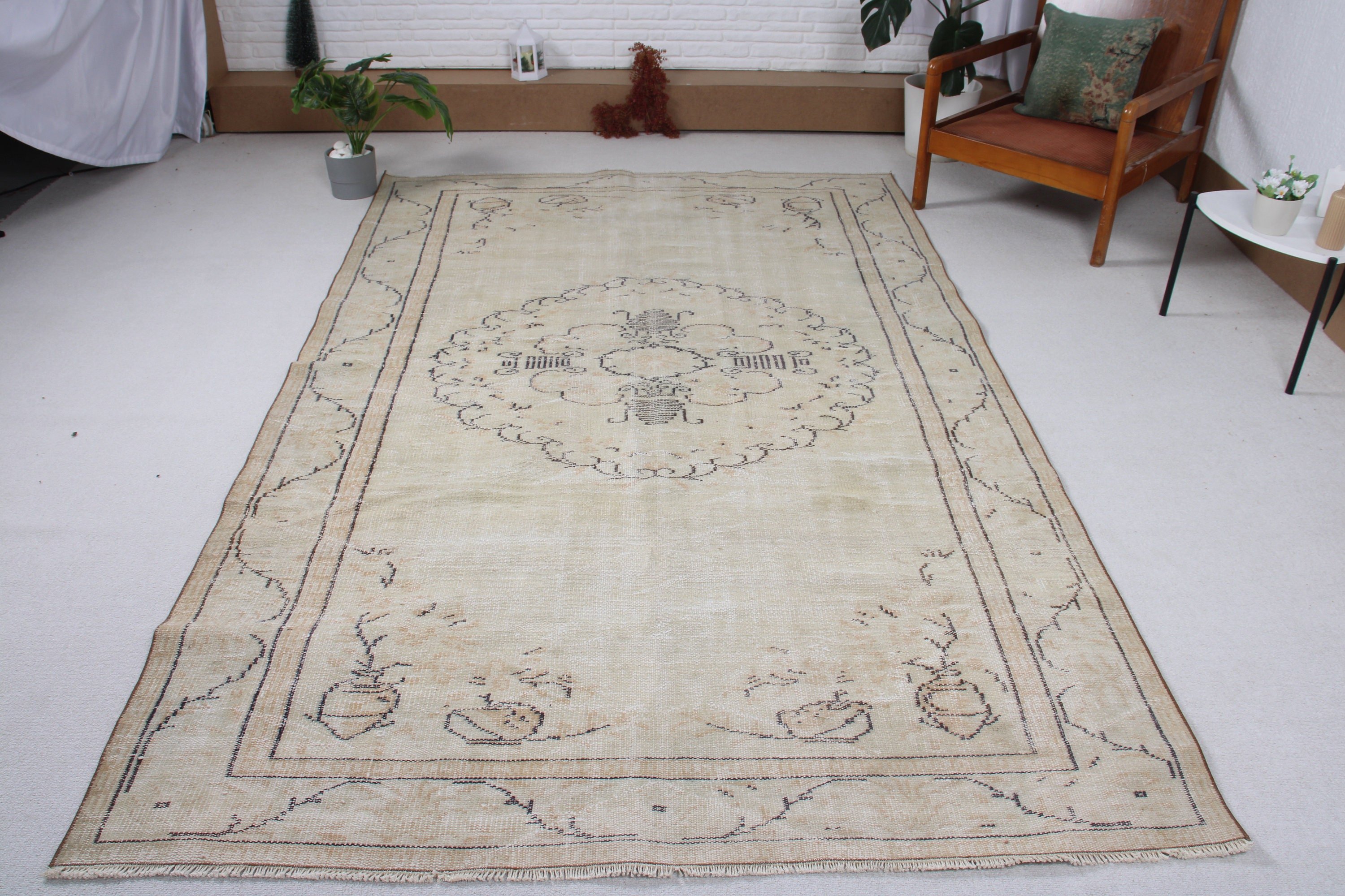 Vintage Halı, Oturma Odası Halıları, Yün Halılar, 5.6x9.1 ft Büyük Halılar, Mutfak Halıları, Büyük Vintage Halılar, Türk Halıları, Bej Antika Halılar