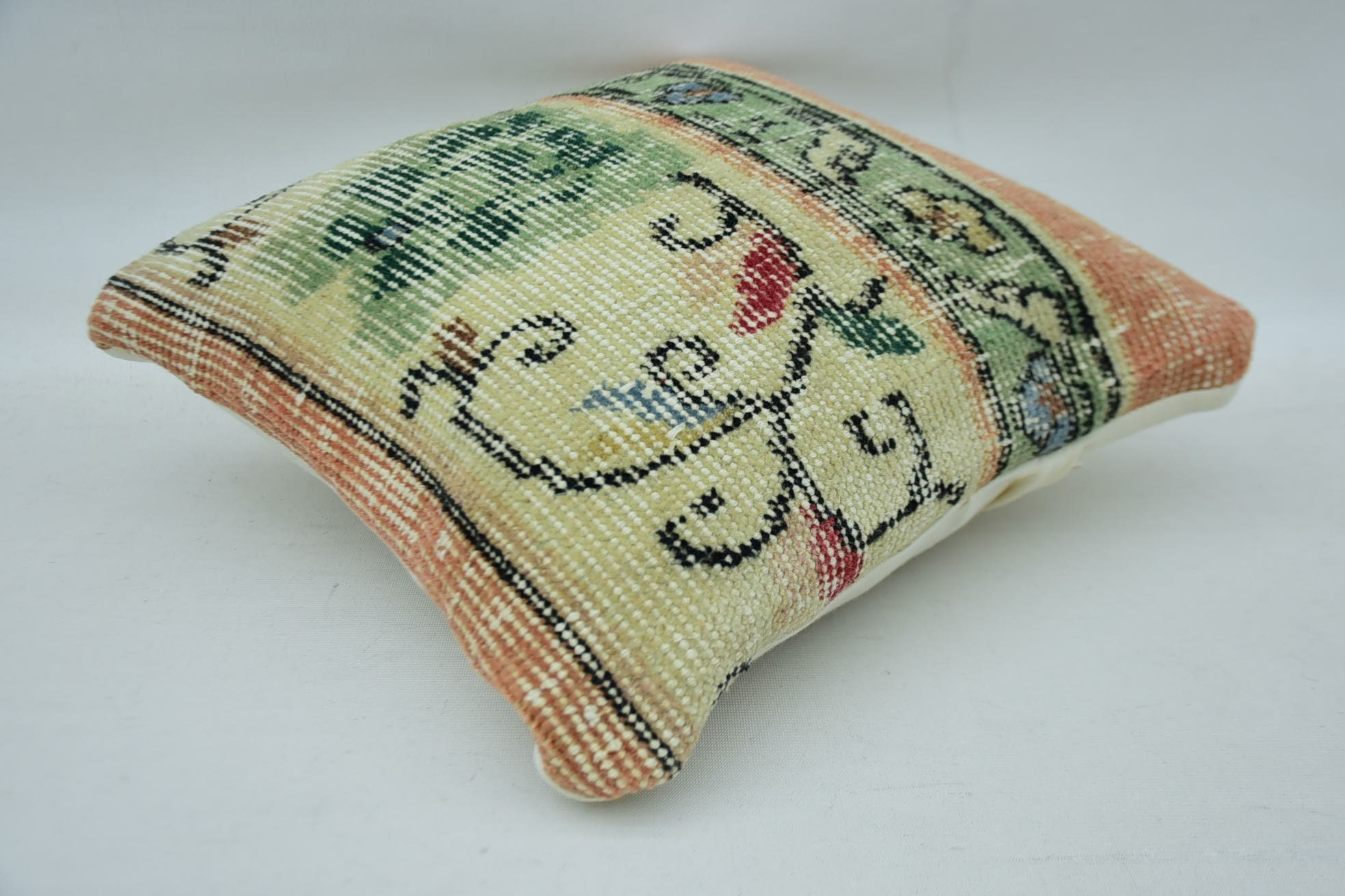 Ethnic Pillow Cover Pillow Case, Boho Pillow Sham Cover, Home Decor Pillow, 14"x14" Beige Pillow Sham, Throw Kilim Pillow