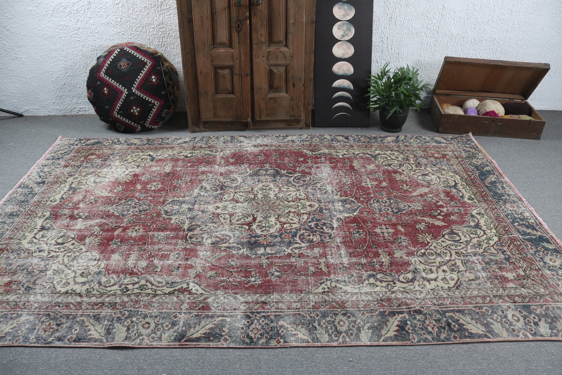 Mor Soğuk Halı, Türk Halıları, 5.9x9.5 ft Büyük Halılar, Fas Halısı, Yatak Odası Halısı, Oturma Odası Halısı, Büyük Oushak Halıları, Vintage Halılar