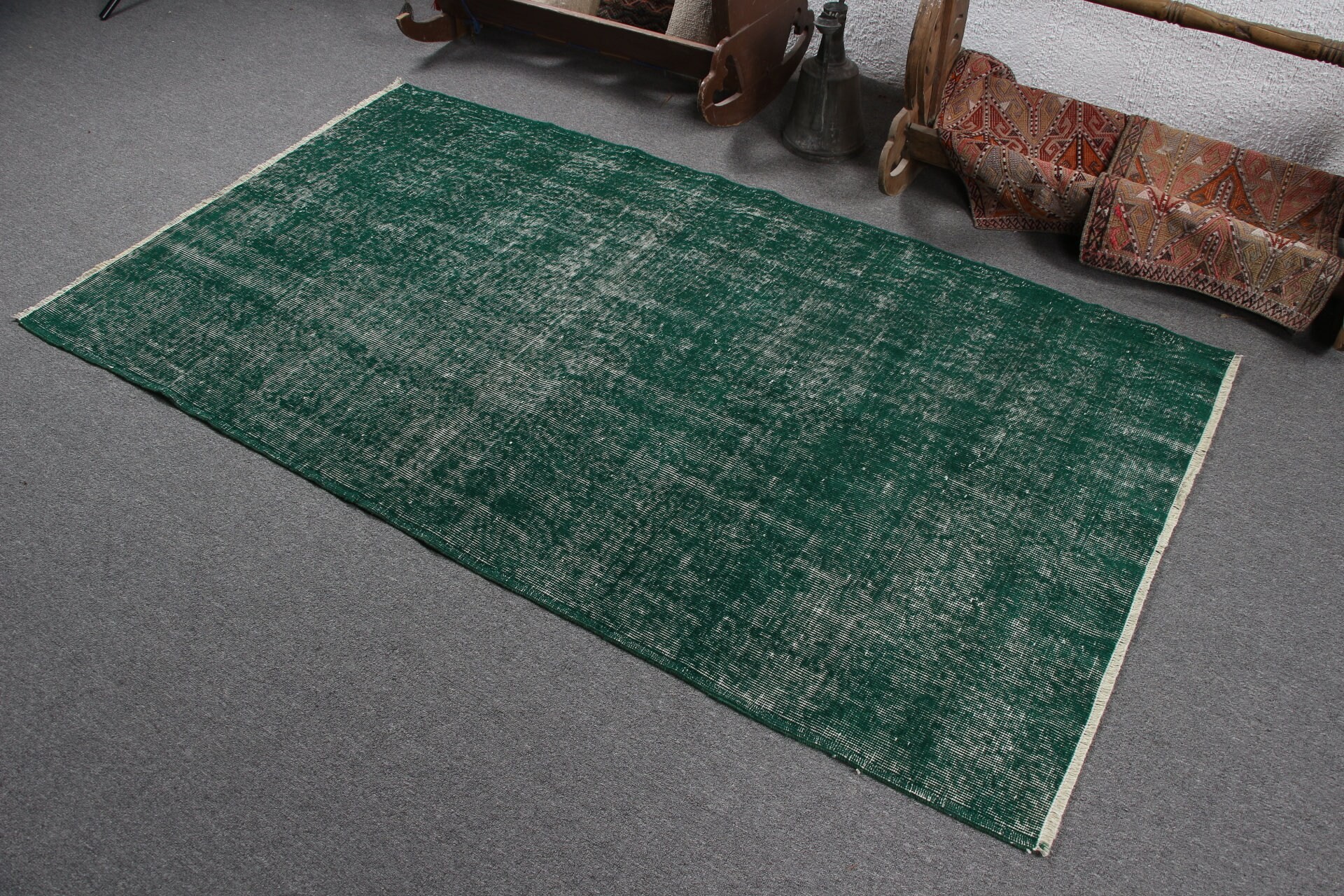 Dining Room Rug, Green  3.7x6.9 ft Area Rugs, Home Decor Rug, Old Rug, Nursery Rug, Vintage Rug, Oushak Rug, Turkish Rug