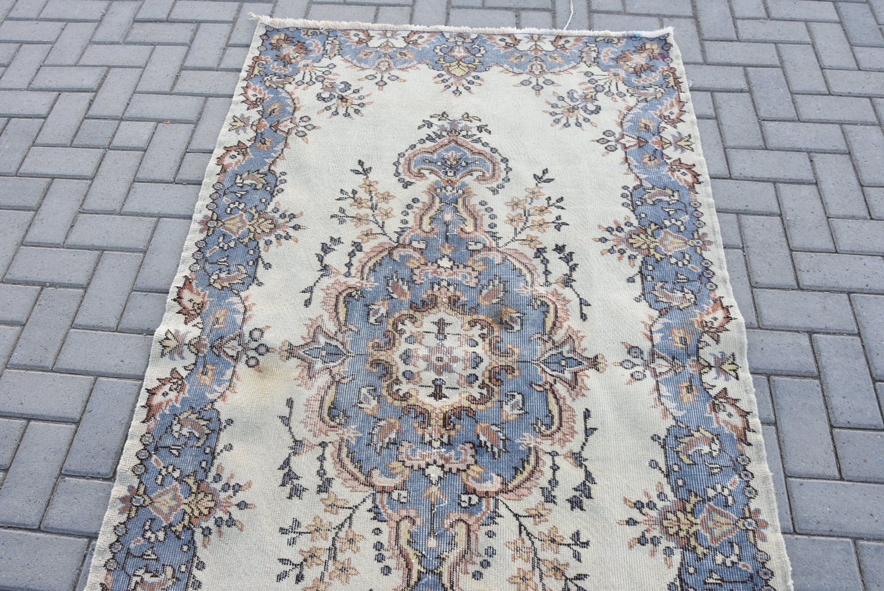 Pale Rug, Oushak Rug, Beige Antique Rug, Home Decor Rug, Kitchen Rug, Turkish Rug, Vintage Rug, Rugs for Dining Room, 3.9x6.6 ft Area Rugs