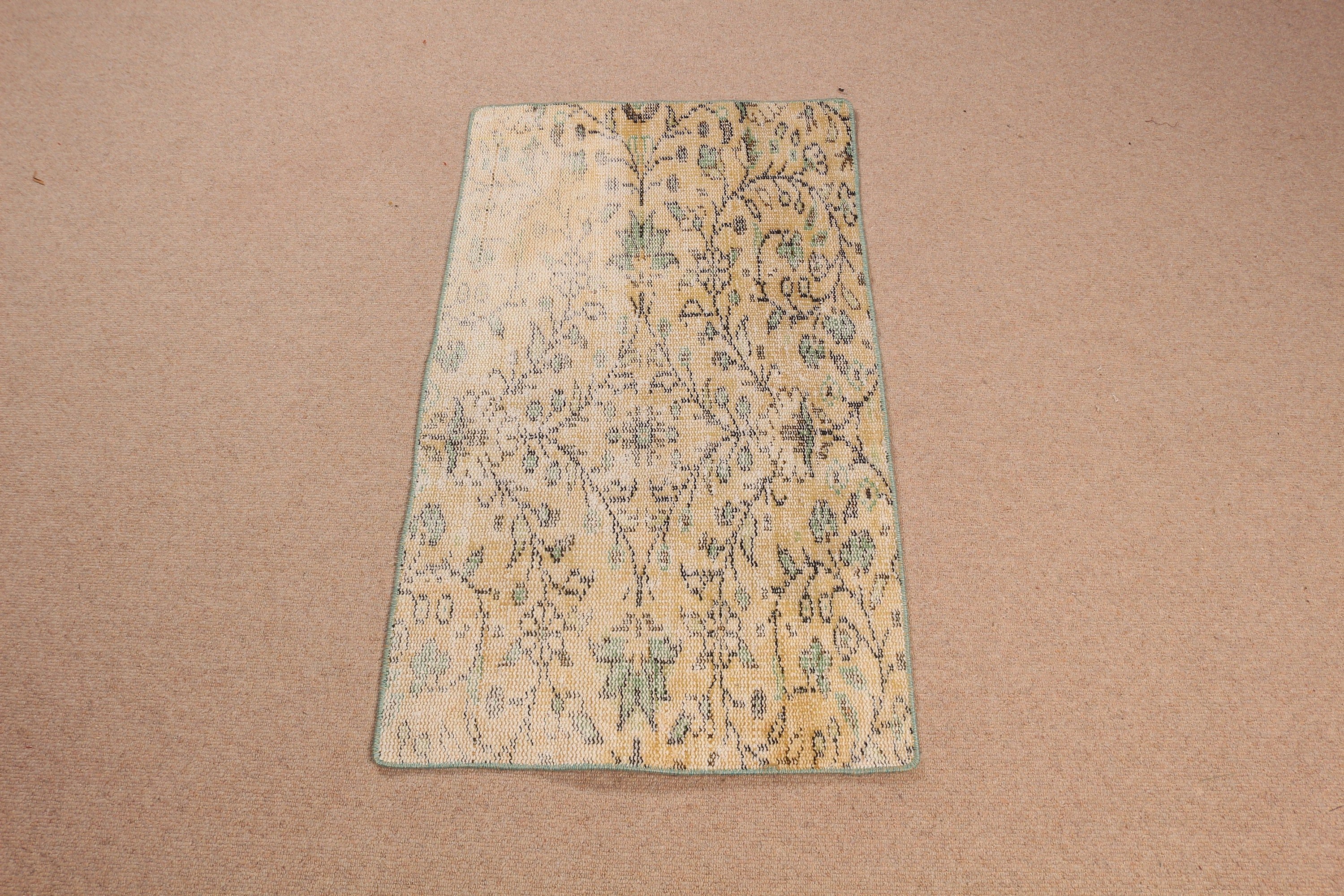 Entry Rugs, Turkish Rugs, Wall Hanging Rug, Rugs for Bath, Beige Floor Rug, Vintage Rug, Kitchen Rugs, 2x3.5 ft Small Rug, Oushak Rugs