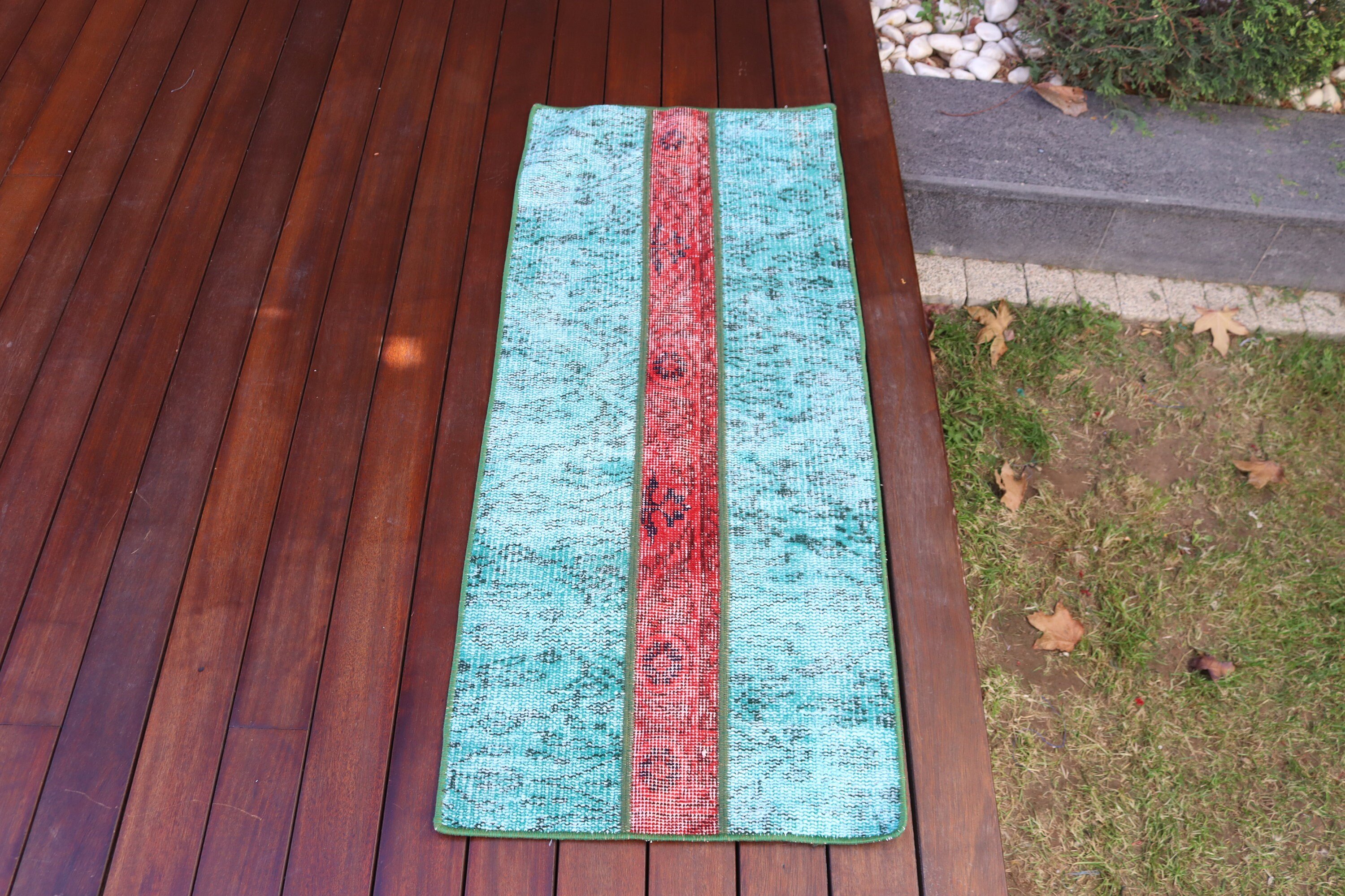 Aztec Rug, Statement Rug, Bedroom Rug, Turkish Rug, Green Antique Rug, 1.6x3.8 ft Small Rug, Wall Hanging Rugs, Vintage Rug, Flatweave Rugs