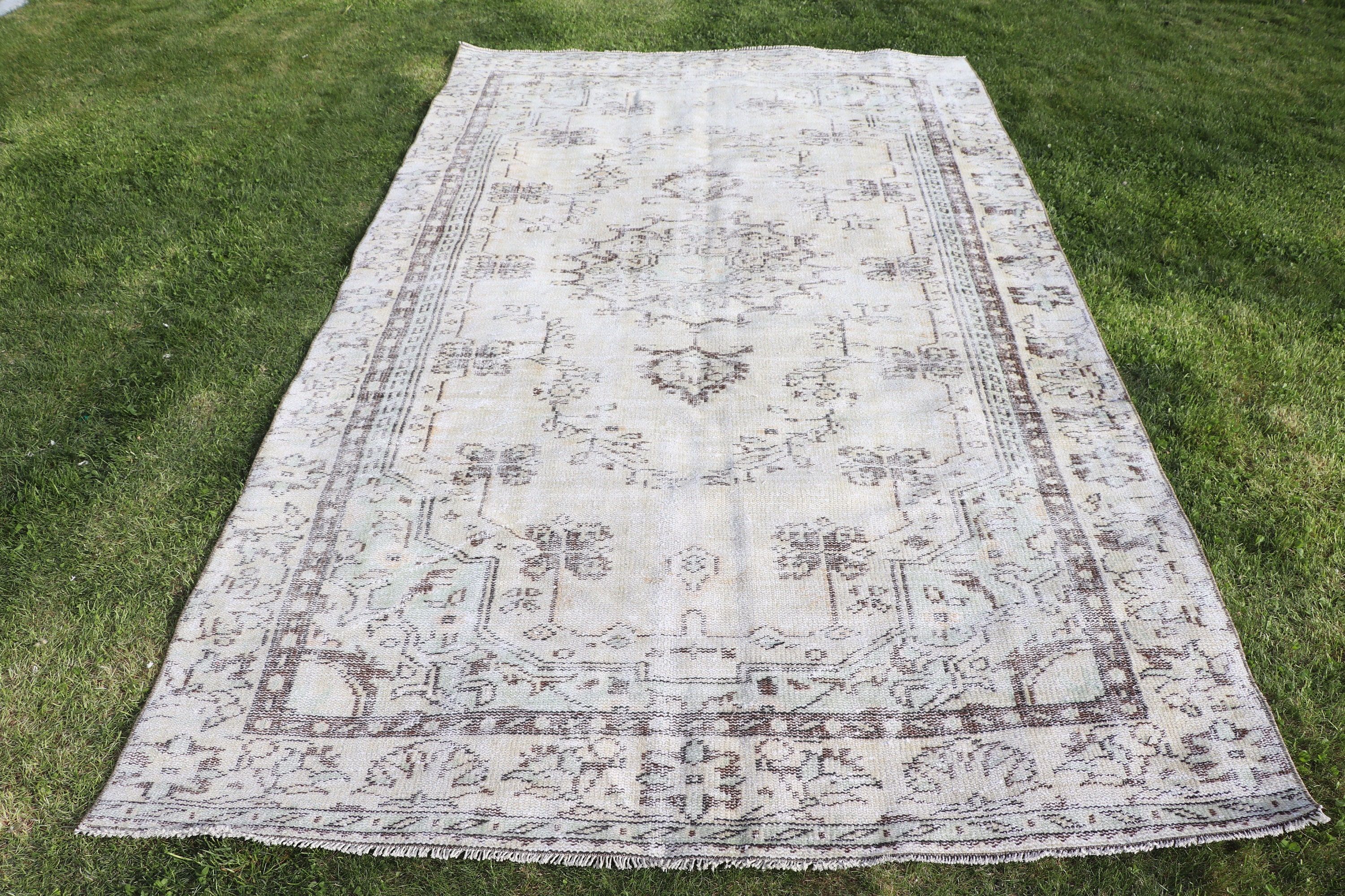 Yer Halısı, Büyük Oushak Halısı, Vintage Halılar, Bej Lüks Halılar, Modern Halılar, Türk Halısı, Büyük Vintage Halılar, 5,6x9,6 ft Büyük Halılar