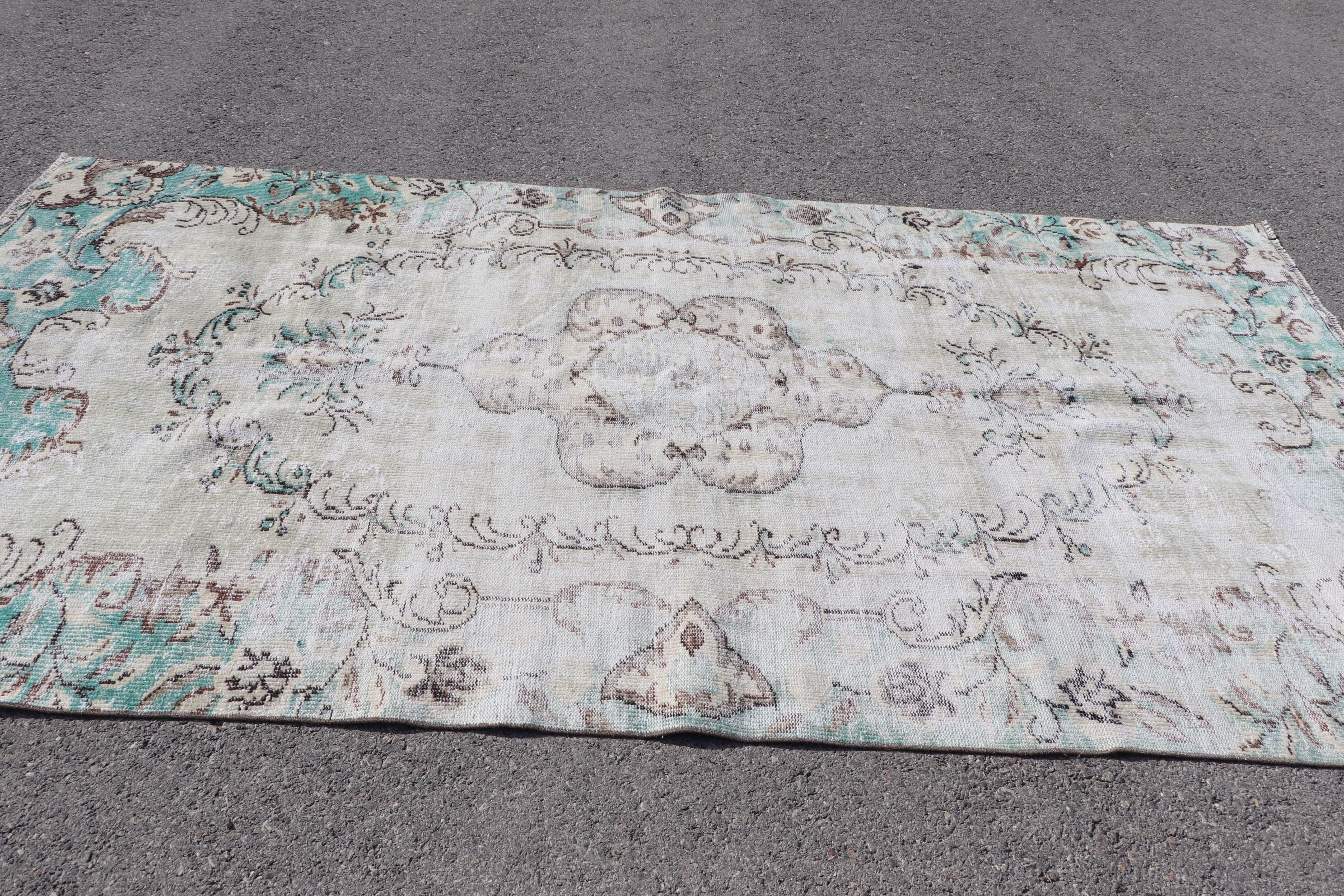 Vintage Halı, Havalı Halı, Salon Halıları, Yeşil Yatak Odası Halısı, Yemek Odası Halısı, Türk Halısı, Oushak Halıları, 5.4x10.1 ft Büyük Halılar, Salon Halıları