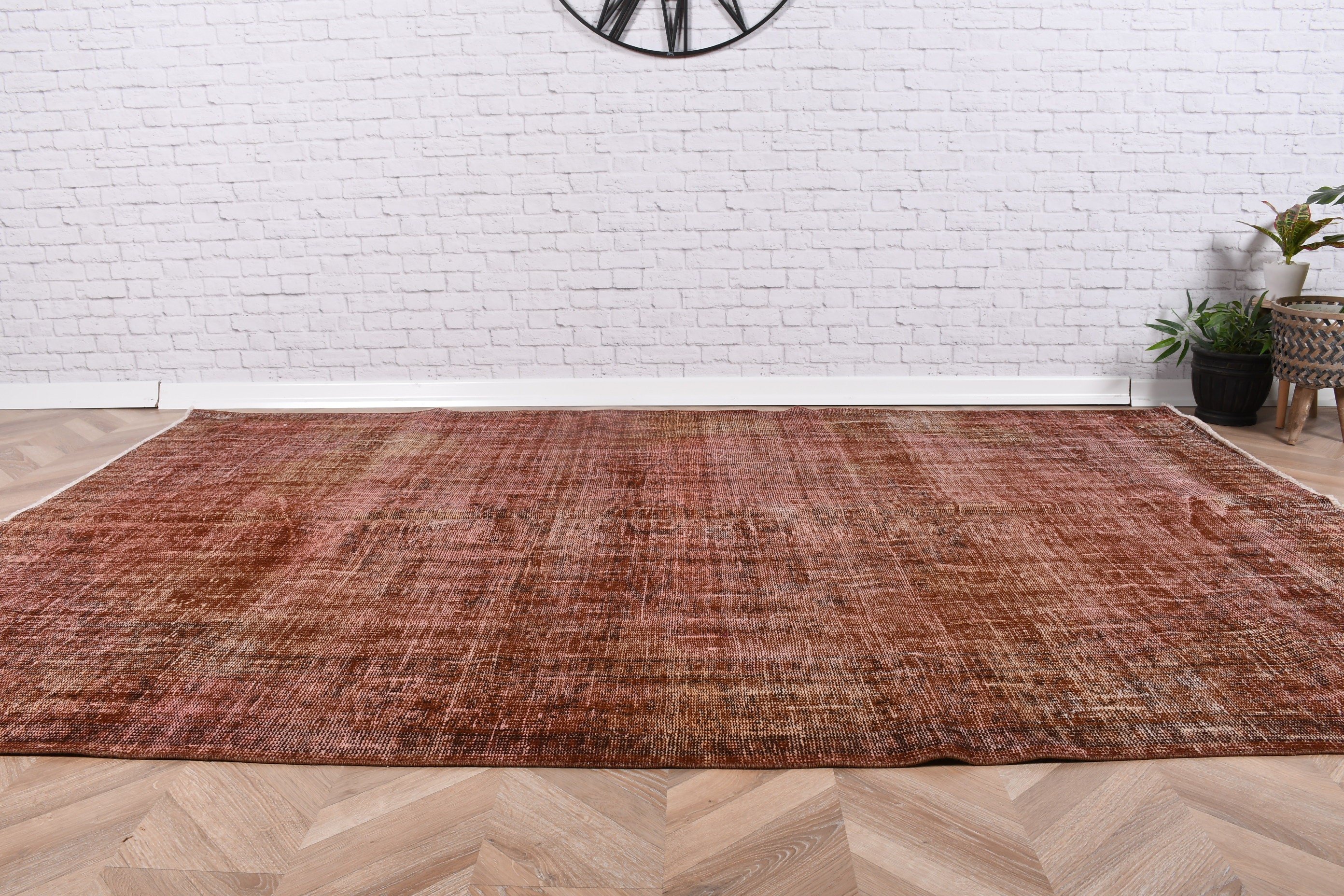 Turuncu Boho Halı, Mutfak Halısı, 5.6x8.8 ft Büyük Halılar, Yemek Odası Halısı, Türk Halısı, Büyük Oushak Halıları, Vintage Halı, Anadolu Halıları