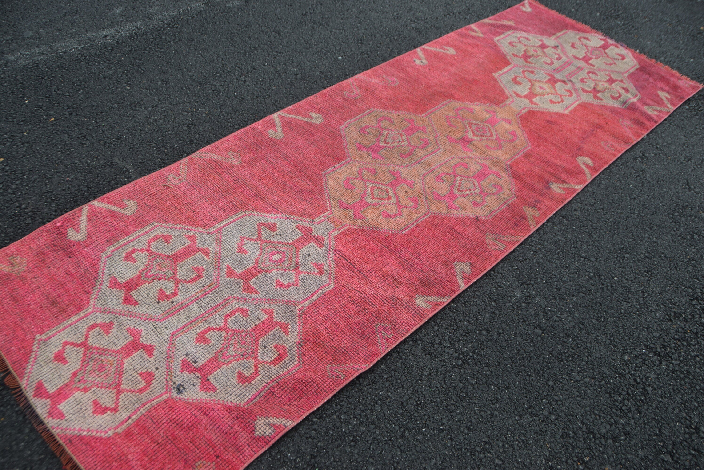 Rugs for Hallway, Pink Floor Rug, Corridor Rug, Vintage Rug, Hallway Rug, Floor Rug, Moroccan Rug, 3.2x9.3 ft Runner Rugs, Turkish Rug