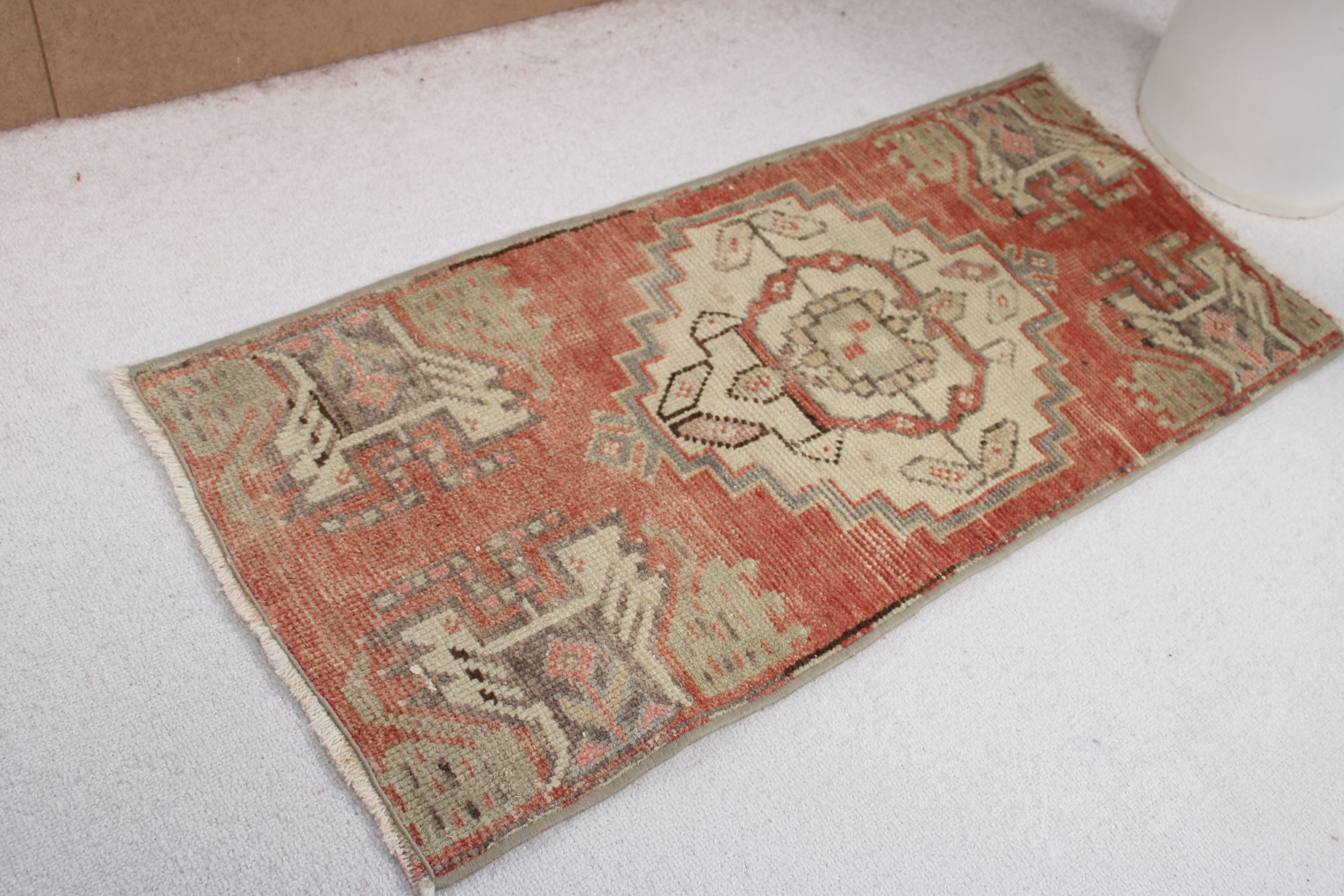 Door Mat Rug, Turkish Rug, Red  1.4x3.1 ft Small Rug, Vintage Rug, Geometric Rugs, Boho Rug, Small Vintage Rugs, Floor Rug