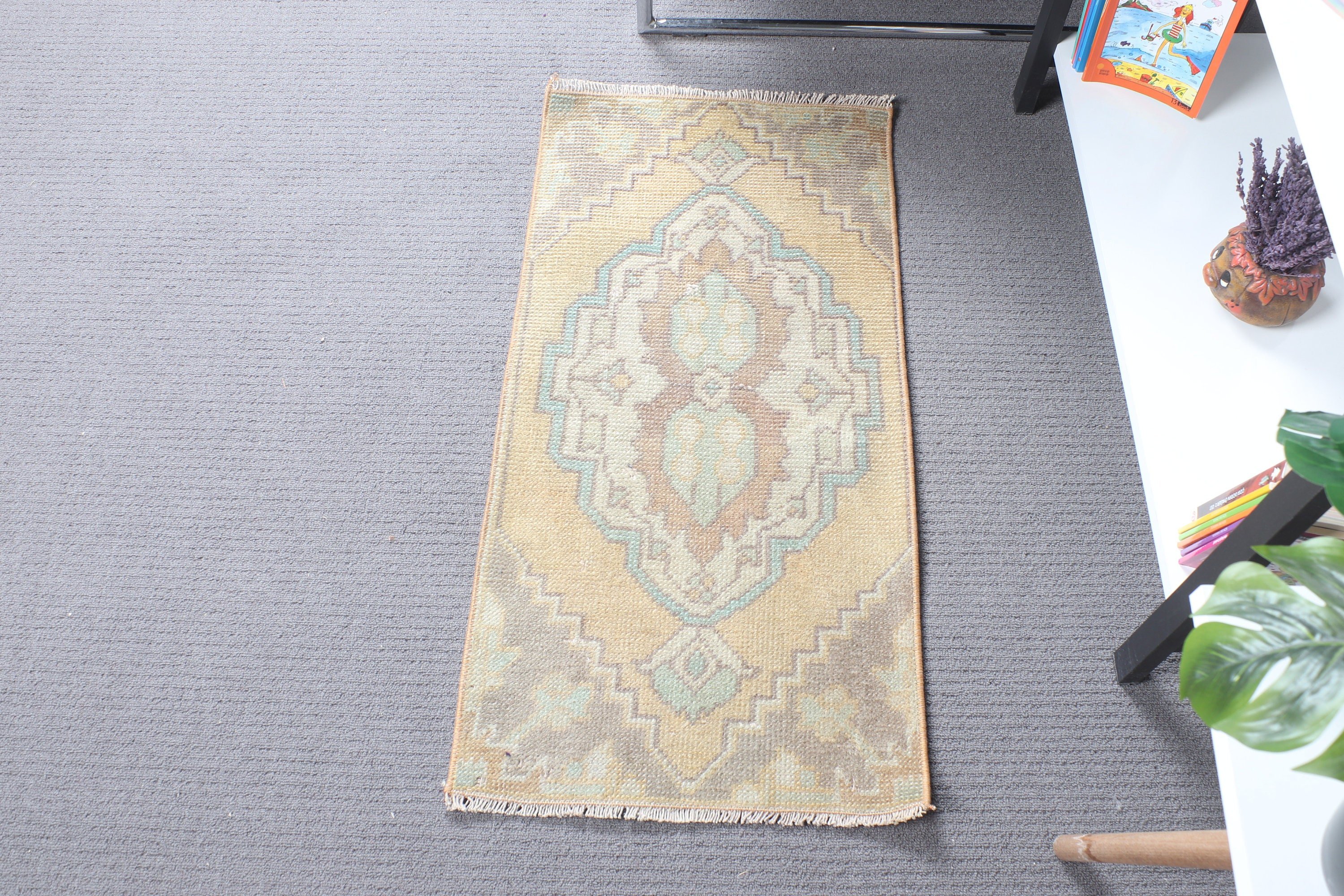 1.4x2.7 ft Küçük Halılar, Mutfak Halısı, Duvara Asma Halılar, Türk Halısı, Vintage Halı, Ev Dekor Halıları, Kahverengi Yatak Odası Halısı, Boho Halıları