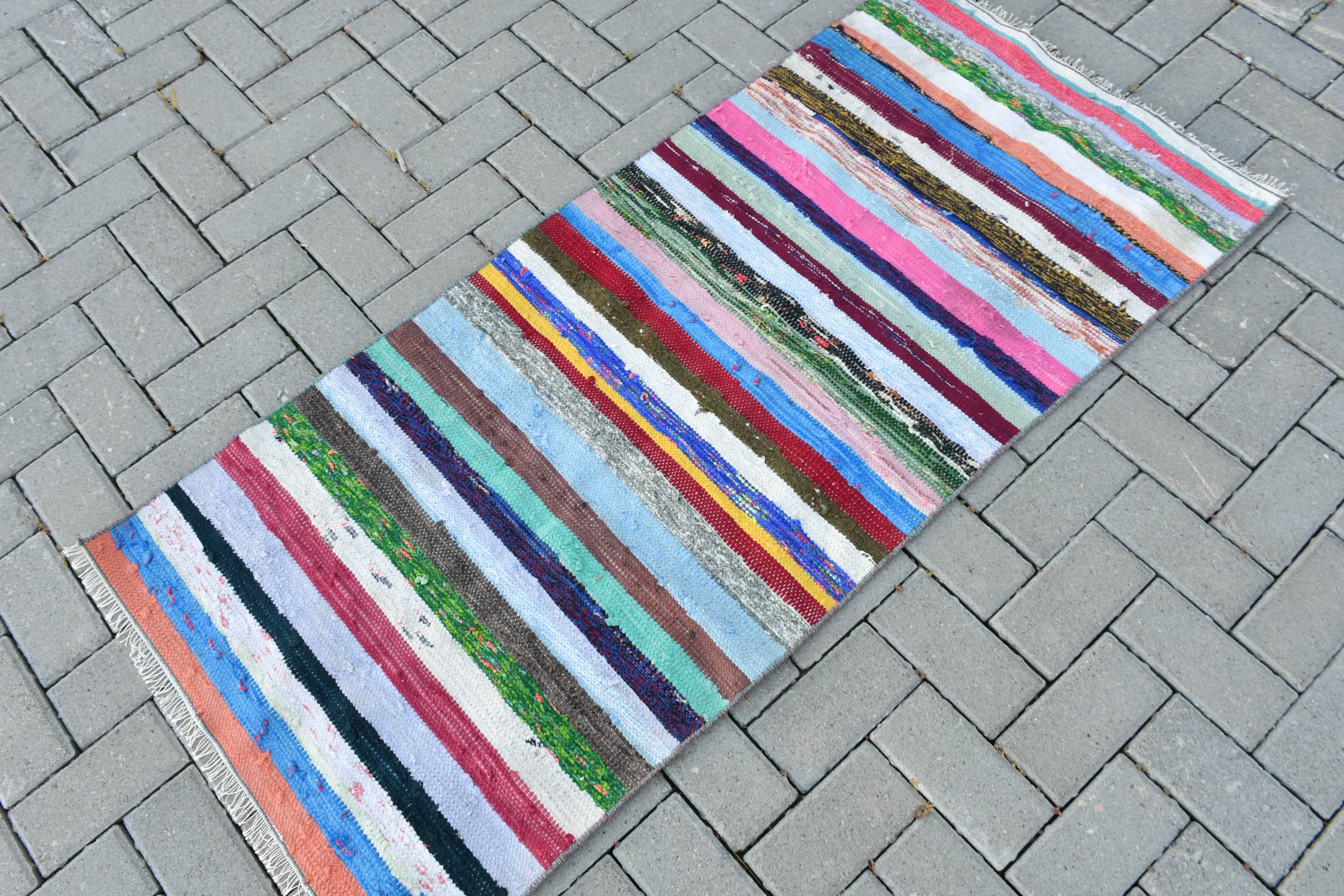 Wool Rug, 2.3x5.1 ft Small Rugs, Kitchen Rug, Kilim, Distressed Rug, Vintage Rugs, Turkish Rug, Rainbow Wool Rugs, Cool Rugs, Nursery Rug