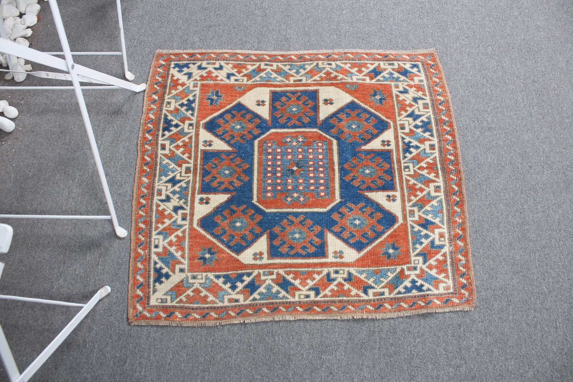 Orange Floor Rug, Vintage Rug, Nursery Rug, 2.5x2.9 ft Small Rugs, Bright Rug, Oushak Rug, Bathroom Rugs, Turkish Rug, Home Decor Rugs