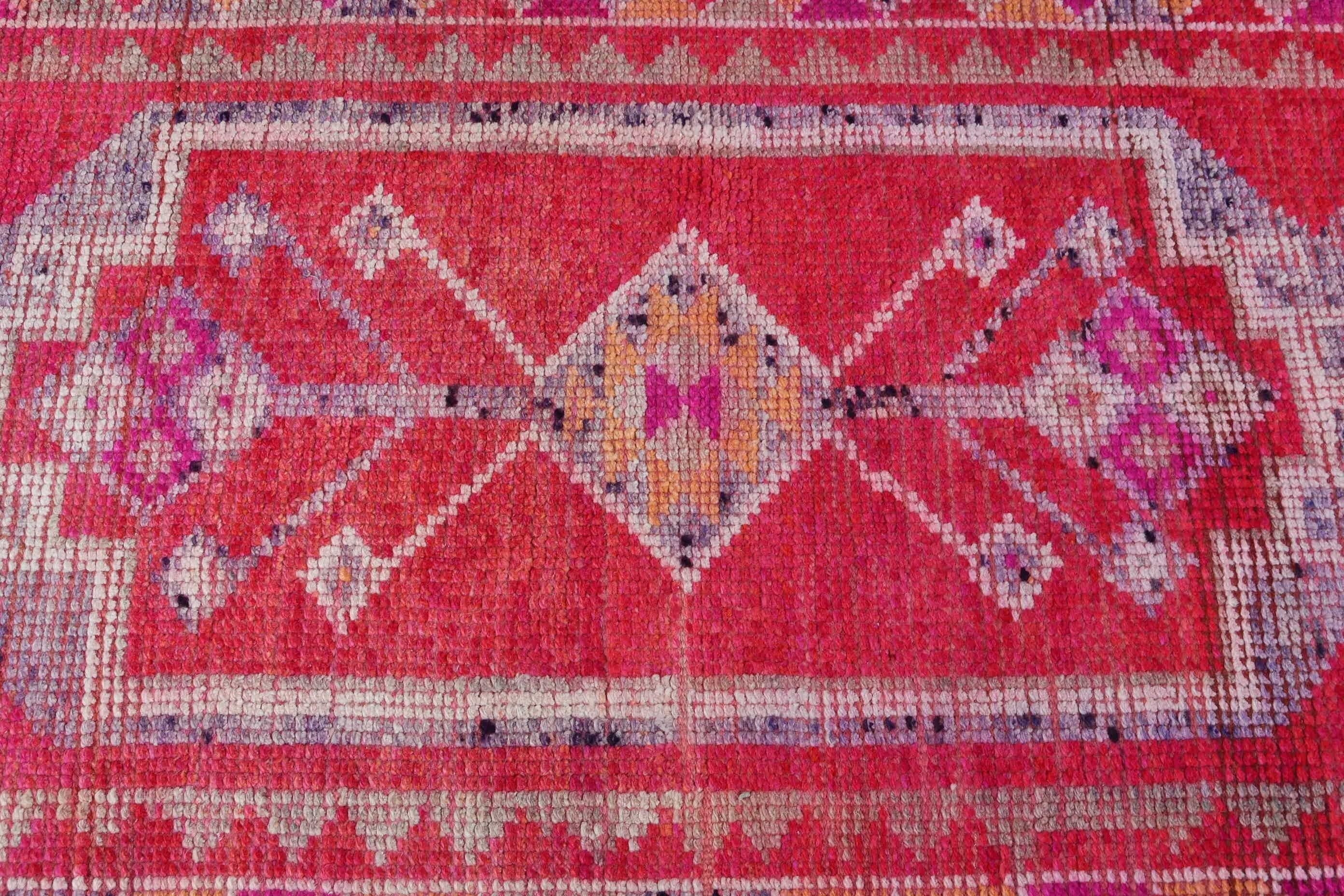 Corridor Rug, Hallway Rugs, Turkish Rugs, Vintage Rug, Pastel Rug, Home Decor Rugs, 2.7x12.2 ft Runner Rug, Pink Oriental Rugs, Bedroom Rug