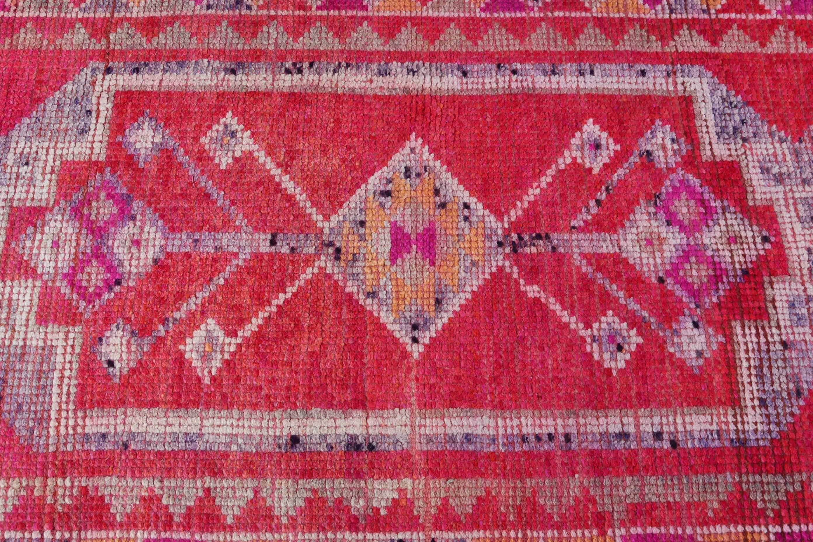 Koridor Halısı, Koridor Halıları, Türk Halıları, Vintage Halı, Pastel Halı, Ev Dekorasyonu Halıları, 2.7x12.2 ft Runner Halısı, Pembe Oryantal Halılar, Yatak Odası Halısı