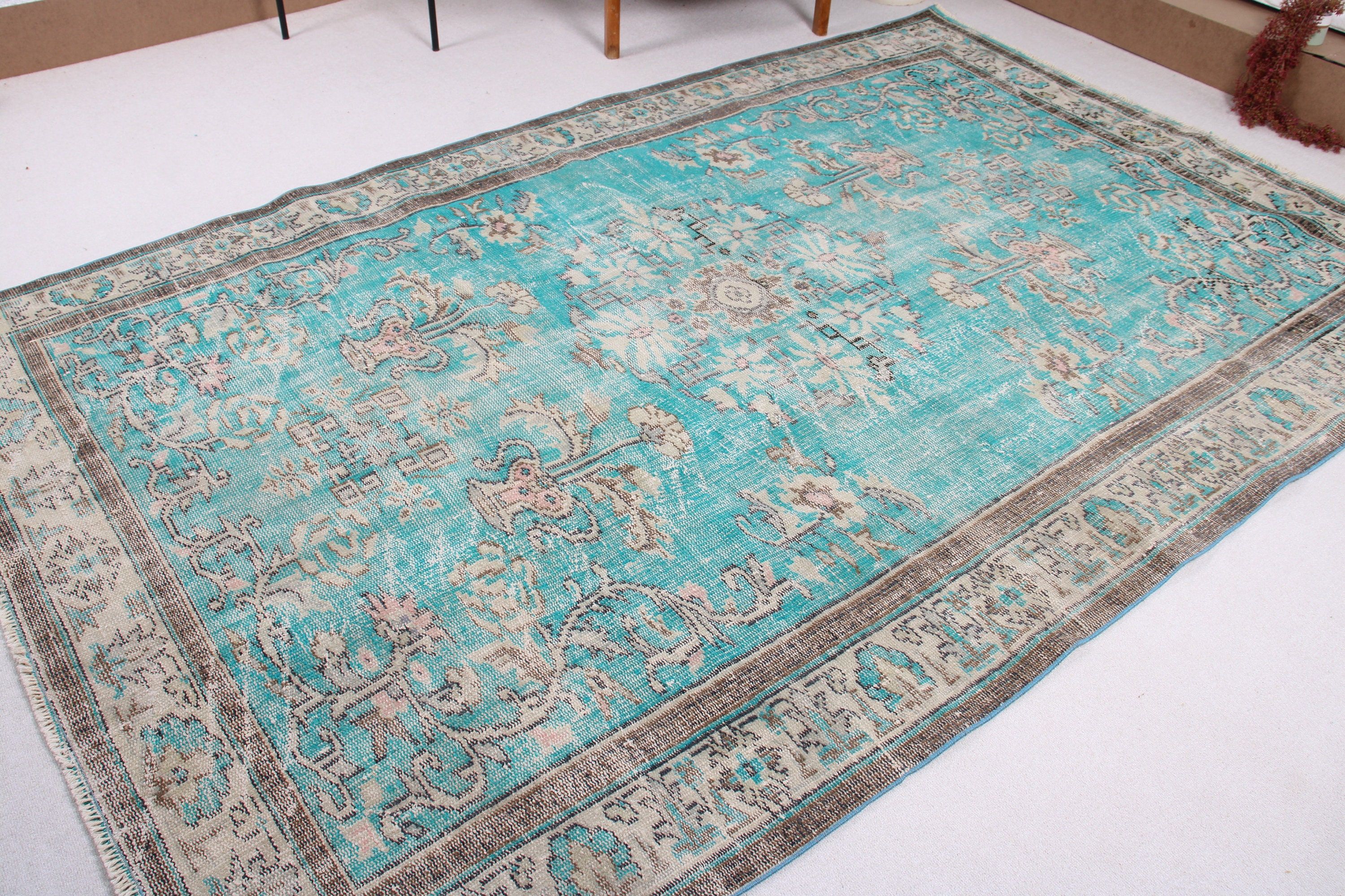 Oushak Rugs, Oriental Rugs, Turkish Rugs, Dining Room Rug, Large Oushak Rug, Vintage Rugs, Blue Oriental Rug, 6.1x9.3 ft Large Rugs