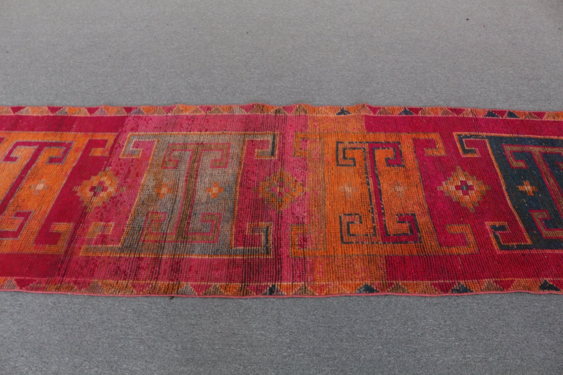 Vintage Rug, Rugs for Hallway, Kitchen Rugs, Corridor Rug, Bedroom Rug, Turkish Rug, Pink  3.1x10.3 ft Runner Rug, Oushak Rug