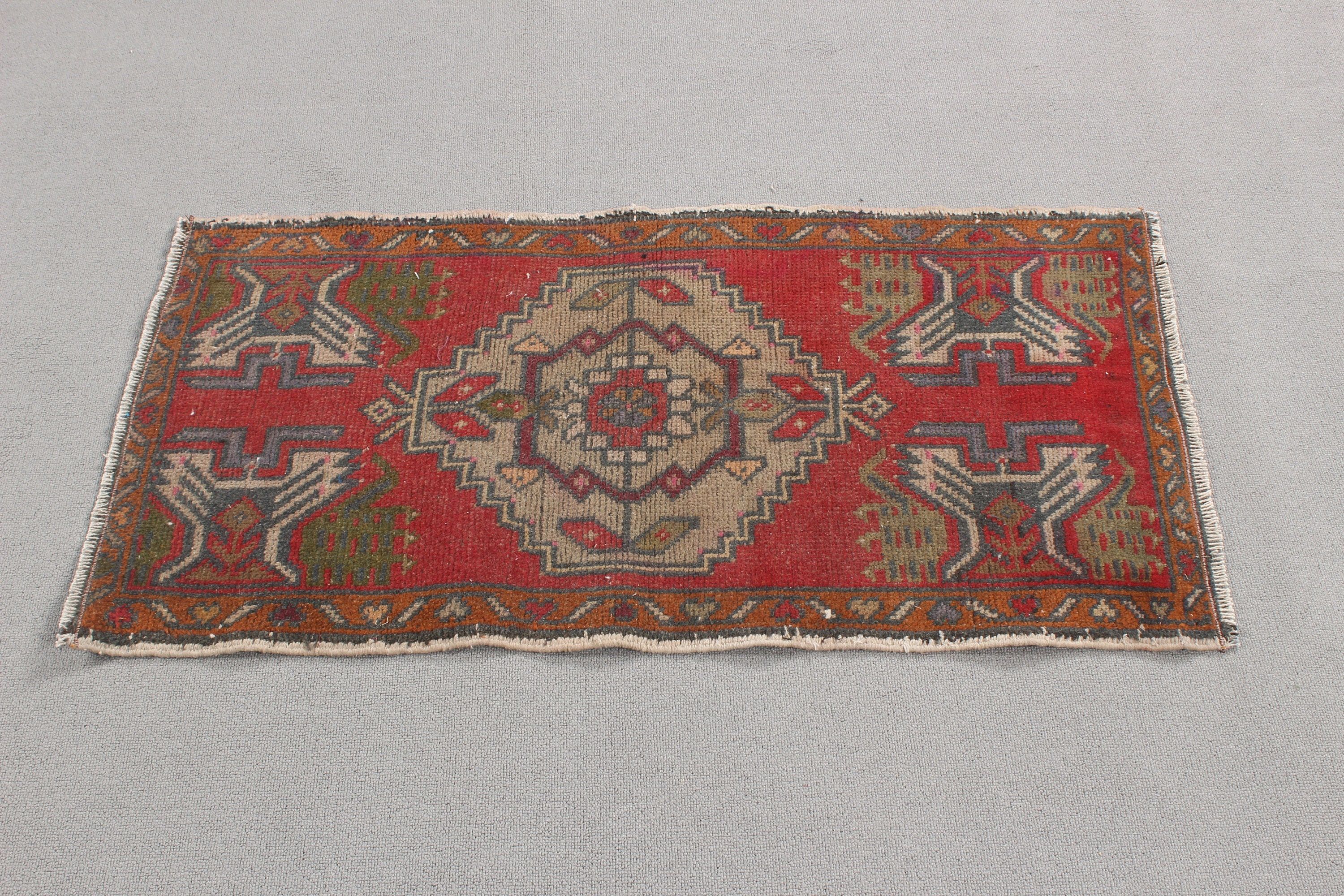 Kırmızı El Dokuma Halılar, 1.8x3.3 ft Küçük Halı, Ev Dekorasyonu Halıları, Mutfak Halısı, Açıklama Halısı, Vintage Halılar, Banyo Halıları, Etnik Halı, Türk Halısı