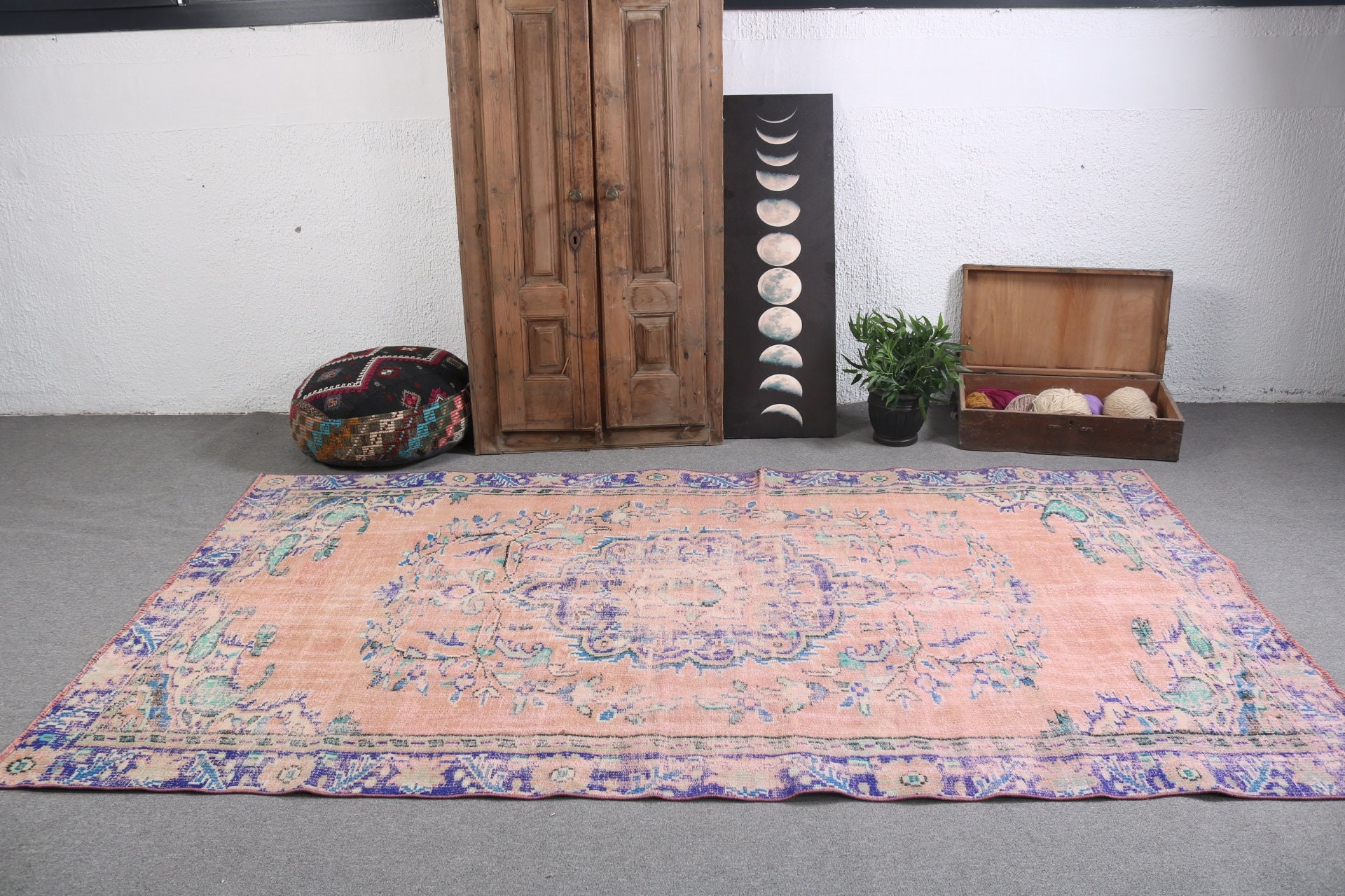 Oushak Halıları, Yemek Odası Halısı, 5,4x9,5 ft Büyük Halılar, Salon Halısı, Türk Halısı, Vintage Halılar, Yer Halısı, Havalı Halılar, Turuncu El Dokuma Halılar