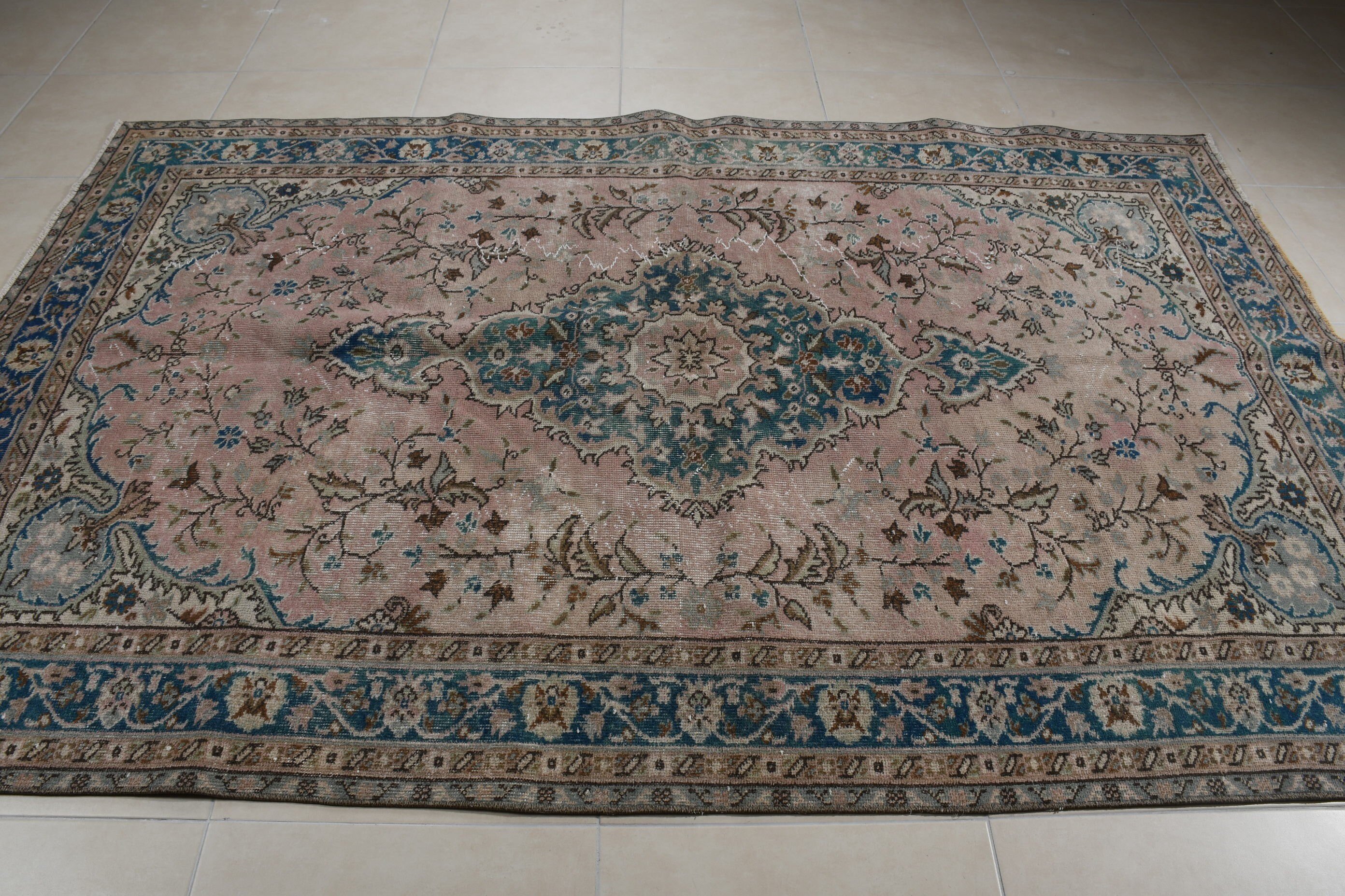 Outdoor Rug, Dining Room Rug, Kitchen Rug, Blue Floor Rug, 5.6x8.7 ft Large Rug, Bedroom Rug, Salon Rugs, Turkish Rugs, Vintage Rug