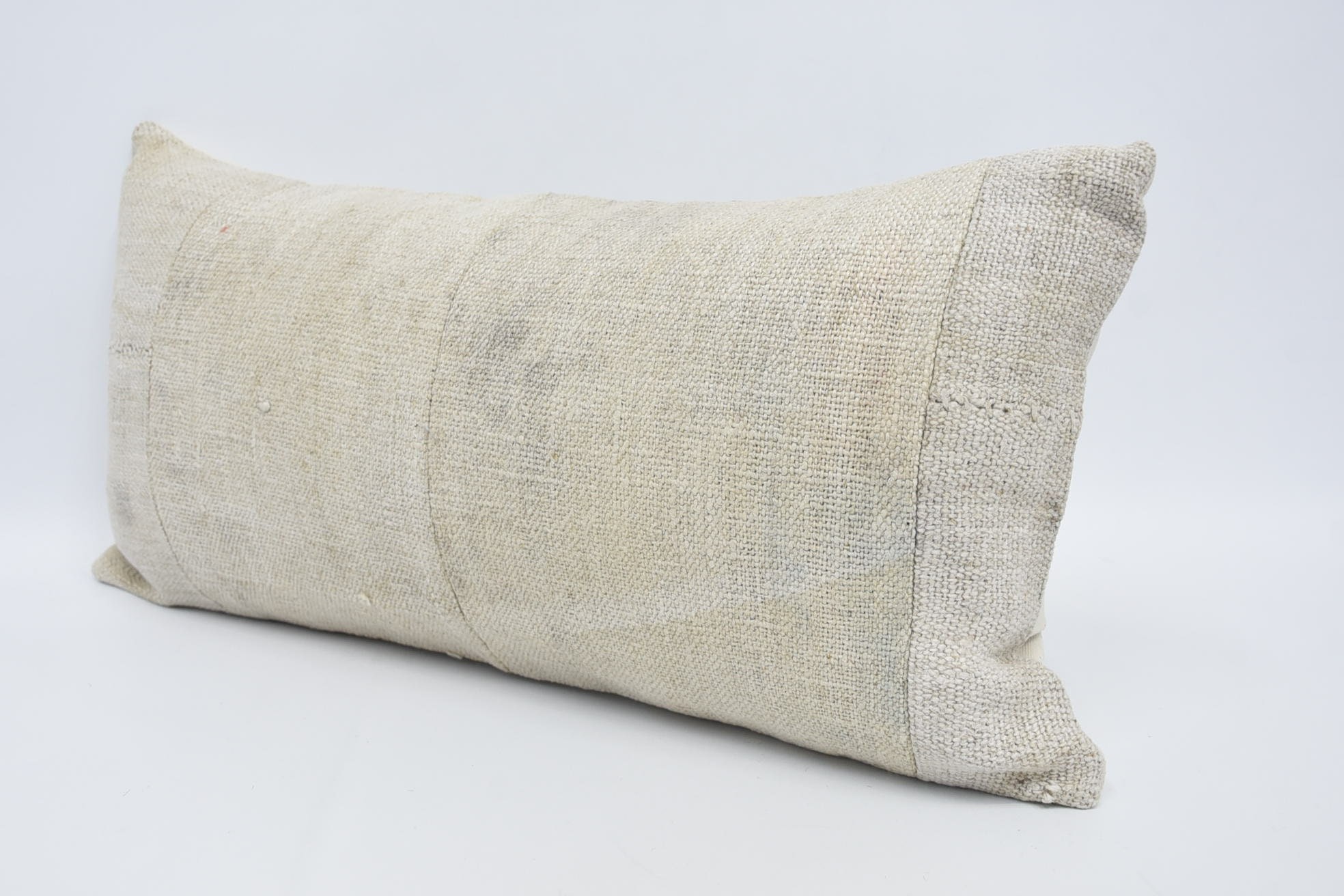 Home Decor Pillow, Bolster Pillow Case, Neutral Pillow Cover, Handmade Kilim Cushion, Turkish Kilim Pillow, 12"x24" Beige Pillow Sham