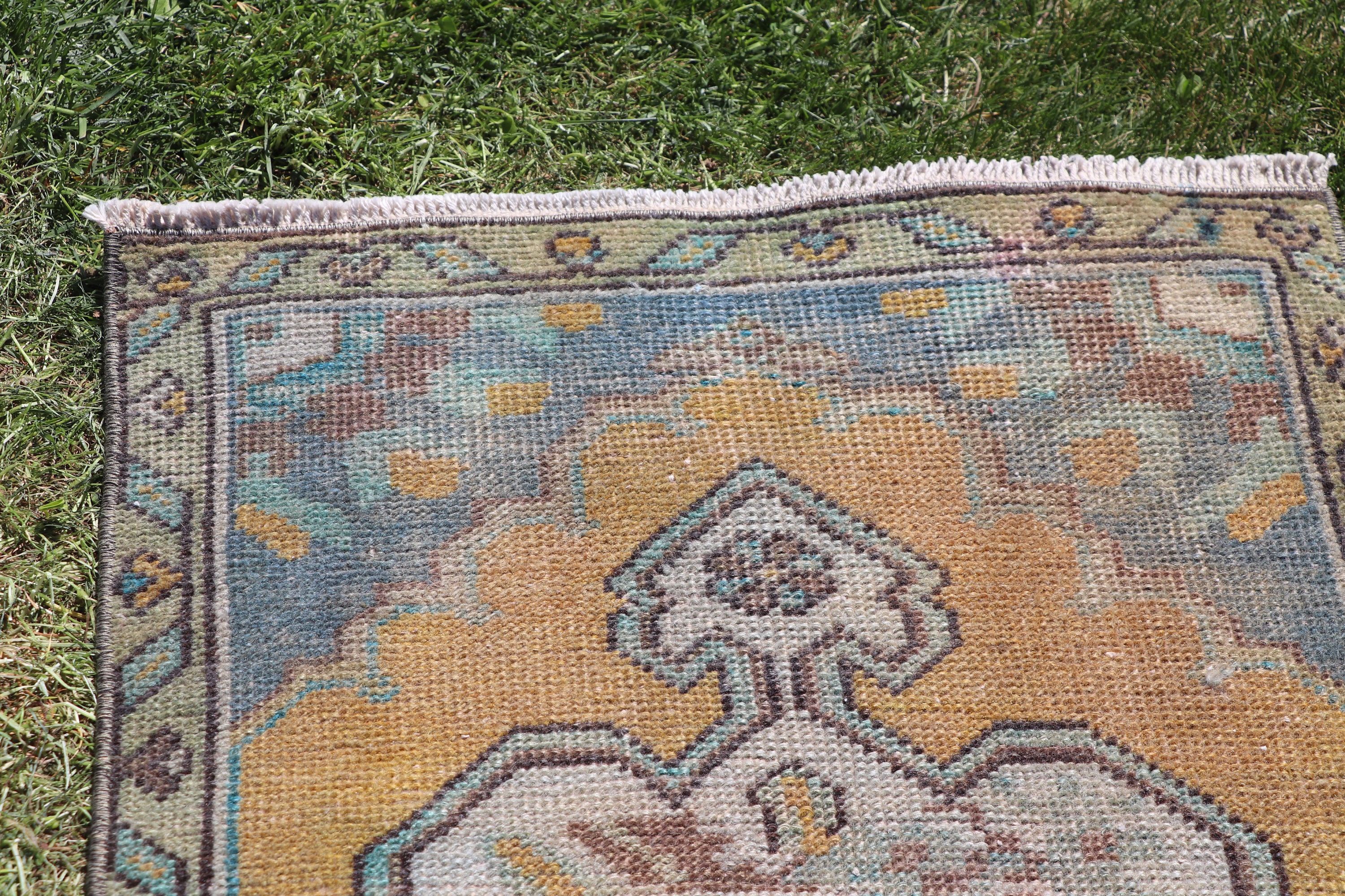 1.7x2.9 ft Küçük Halı, Türk Halıları, Küçük Boho Halıları, Anadolu Halısı, Duvara Asılı Halı, Vintage Halı, Sarı Ev Dekor Halısı