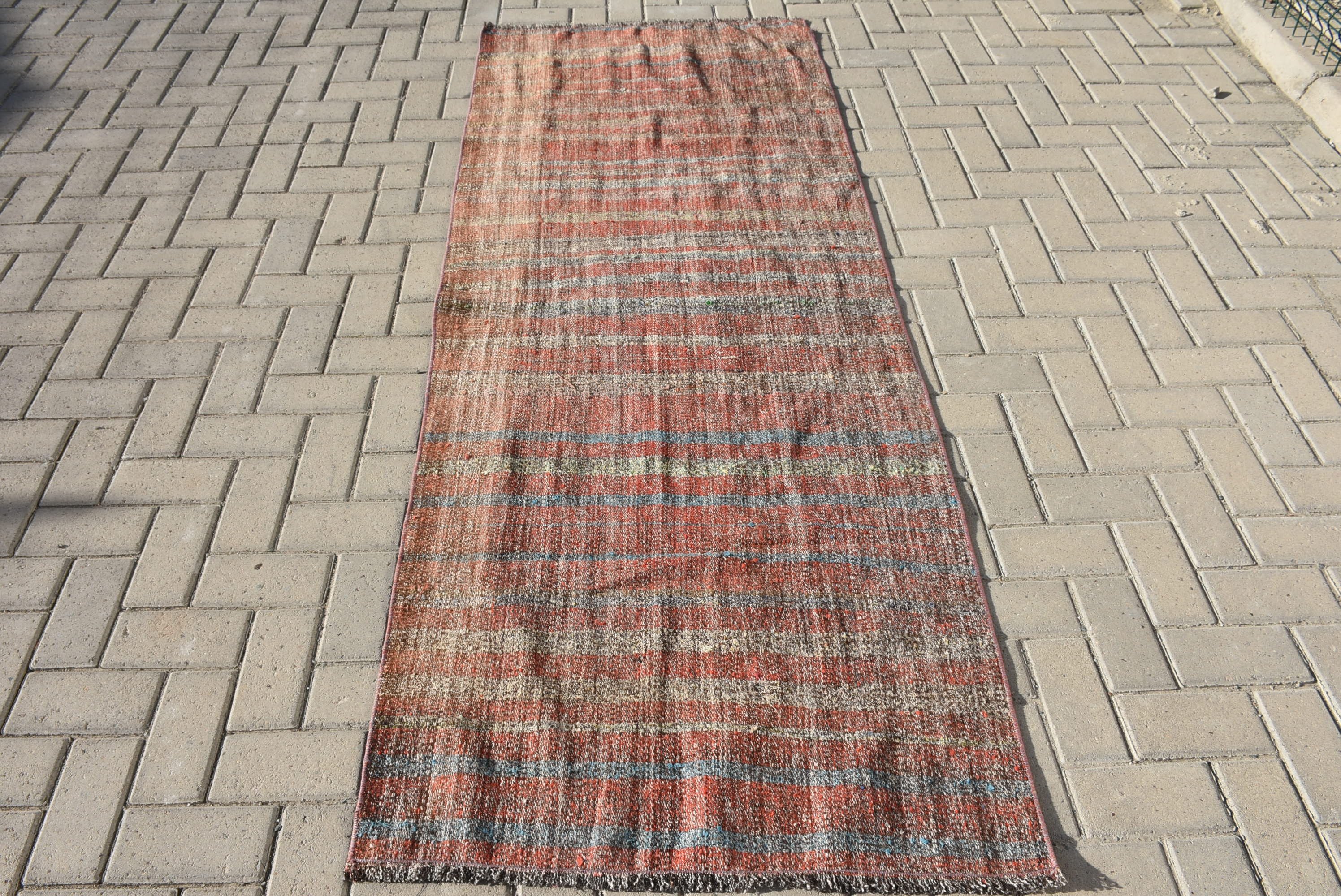 2.9x7.7 ft Runner Rug, Turkish Rugs, Oriental Rug, Kilim, Vintage Rug, Kitchen Rugs, Rugs for Corridor, Red Wool Rug