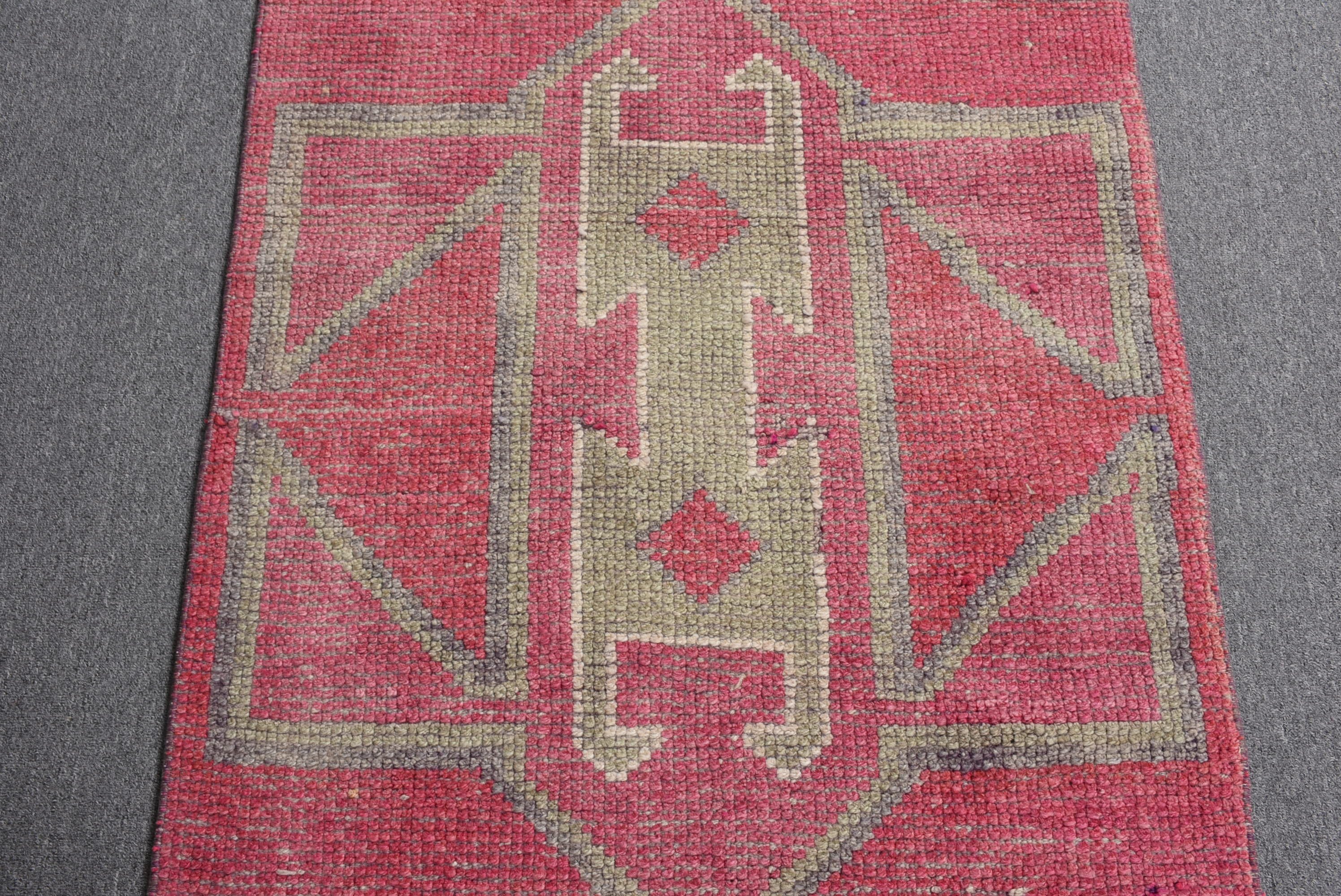 Pink Oushak Rugs, Corridor Rug, Turkish Rugs, Rugs for Corridor, Muted Rug, 2.8x9.8 ft Runner Rugs, Kitchen Rug, Vintage Rug