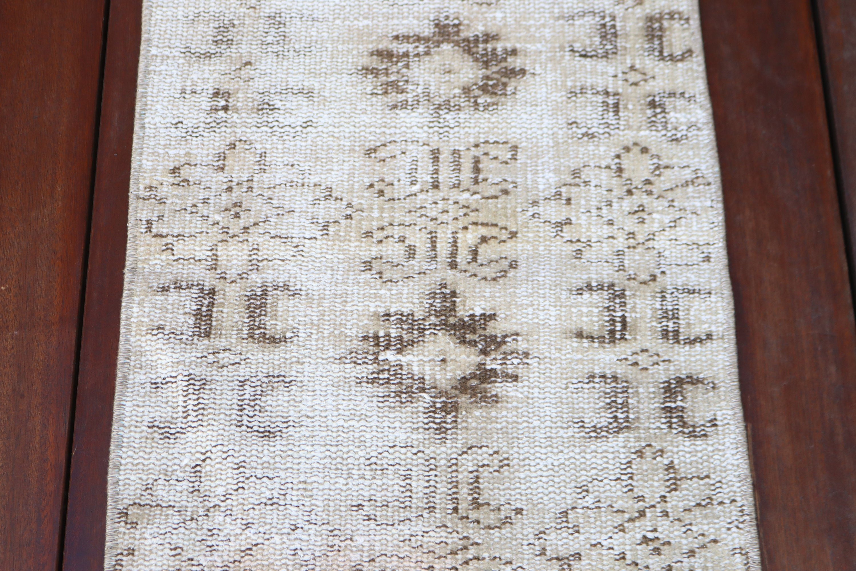 Kapı Paspası Halısı, Bej Oushak Halısı, Giriş Halısı, Türk Halıları, 1.4x3 ft Küçük Halı, Küçük Vintage için Halılar, Havalı Halı, Vintage Halılar, Oushak Halısı