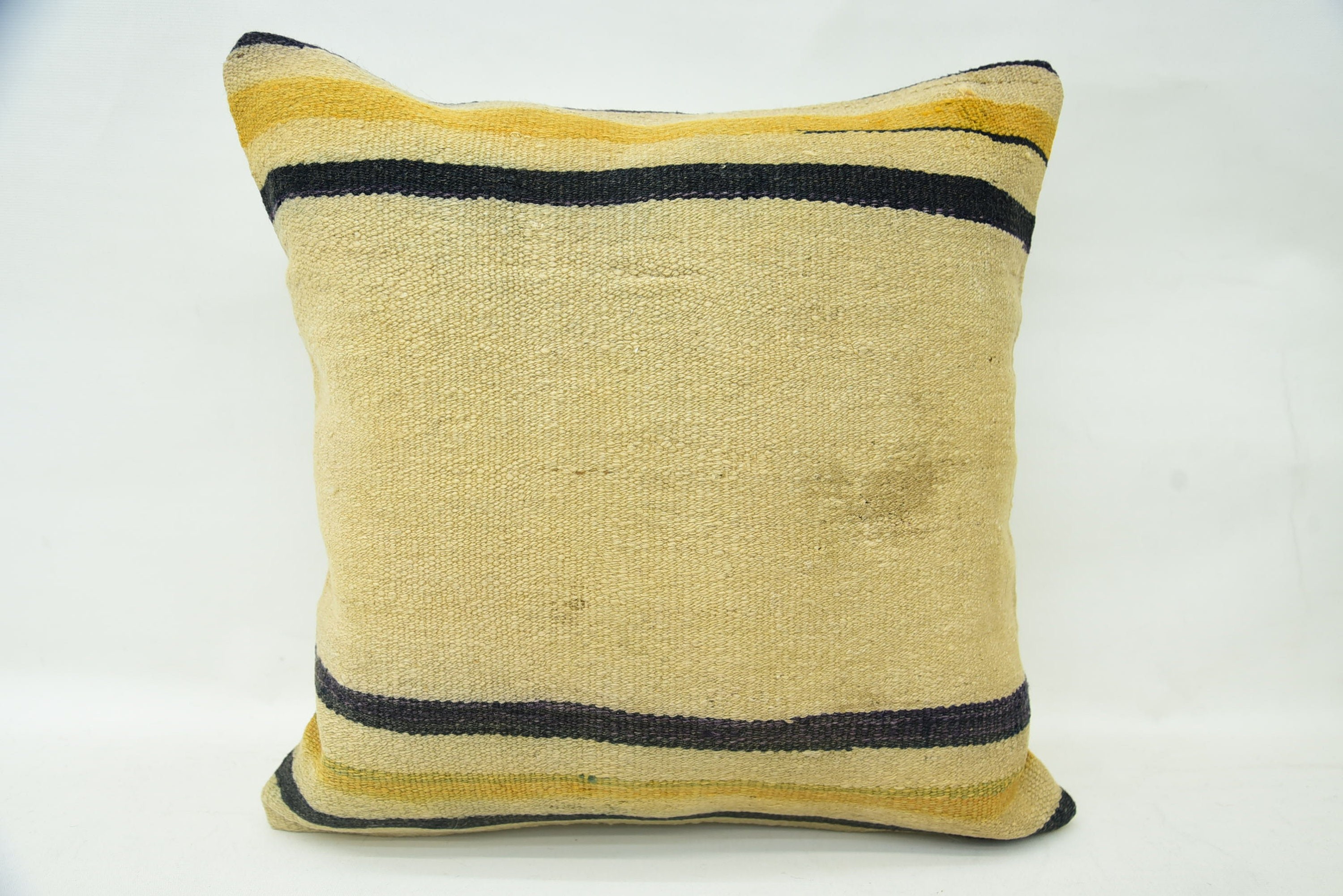 Handwoven Pillow Cover Cushion, Southwestern Pillow, 18"x18" Beige Pillow Sham, Throw Kilim Pillow, Boho Pillow, Ethnical Kilim Rug Pillow
