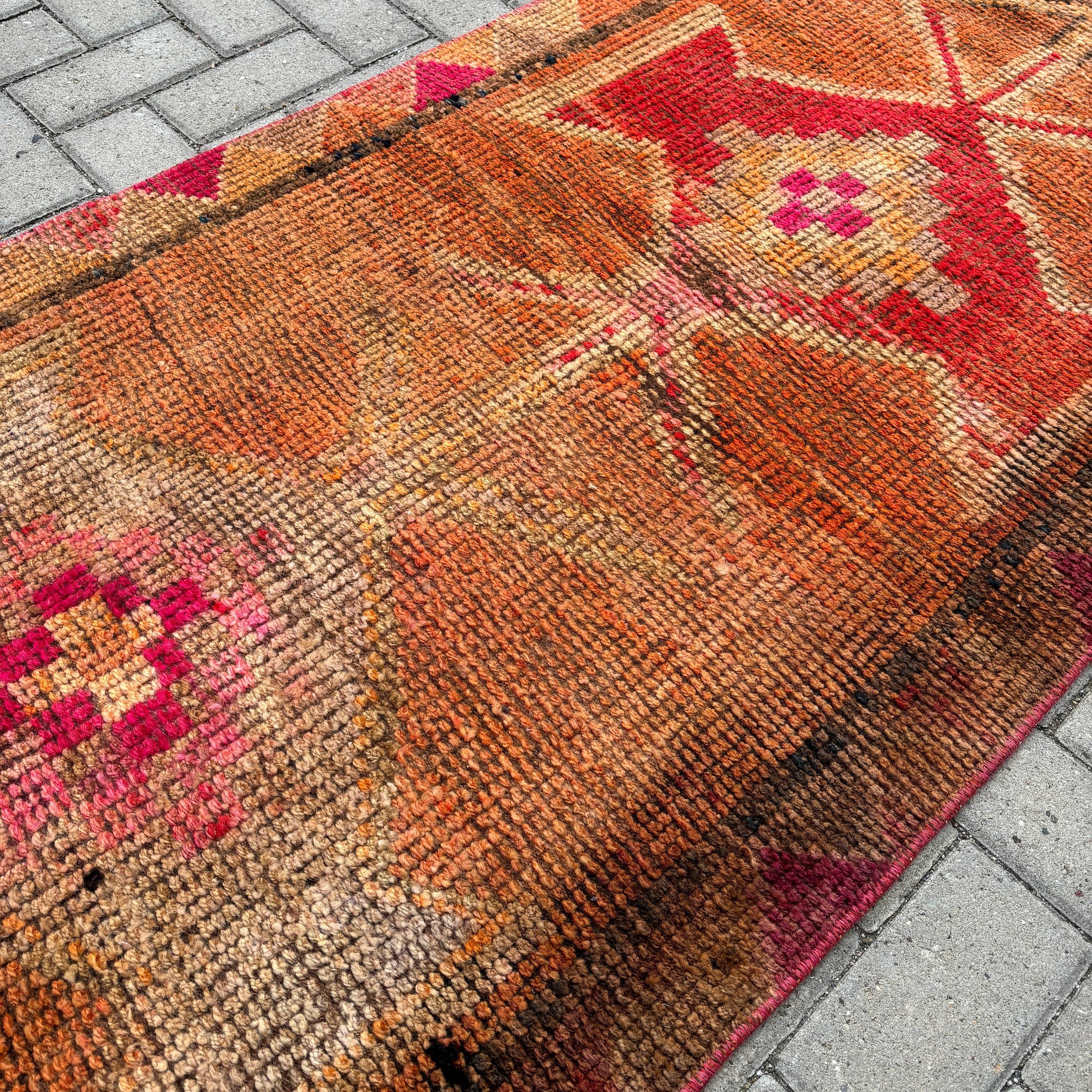 Turkish Rug, Stair Runner Rug Rugs, Bedroom Rugs, Anatolian Rug, Vintage Rug, 2.9x8.9 ft Runner Rug, Orange Bedroom Rug, Corridor Rugs