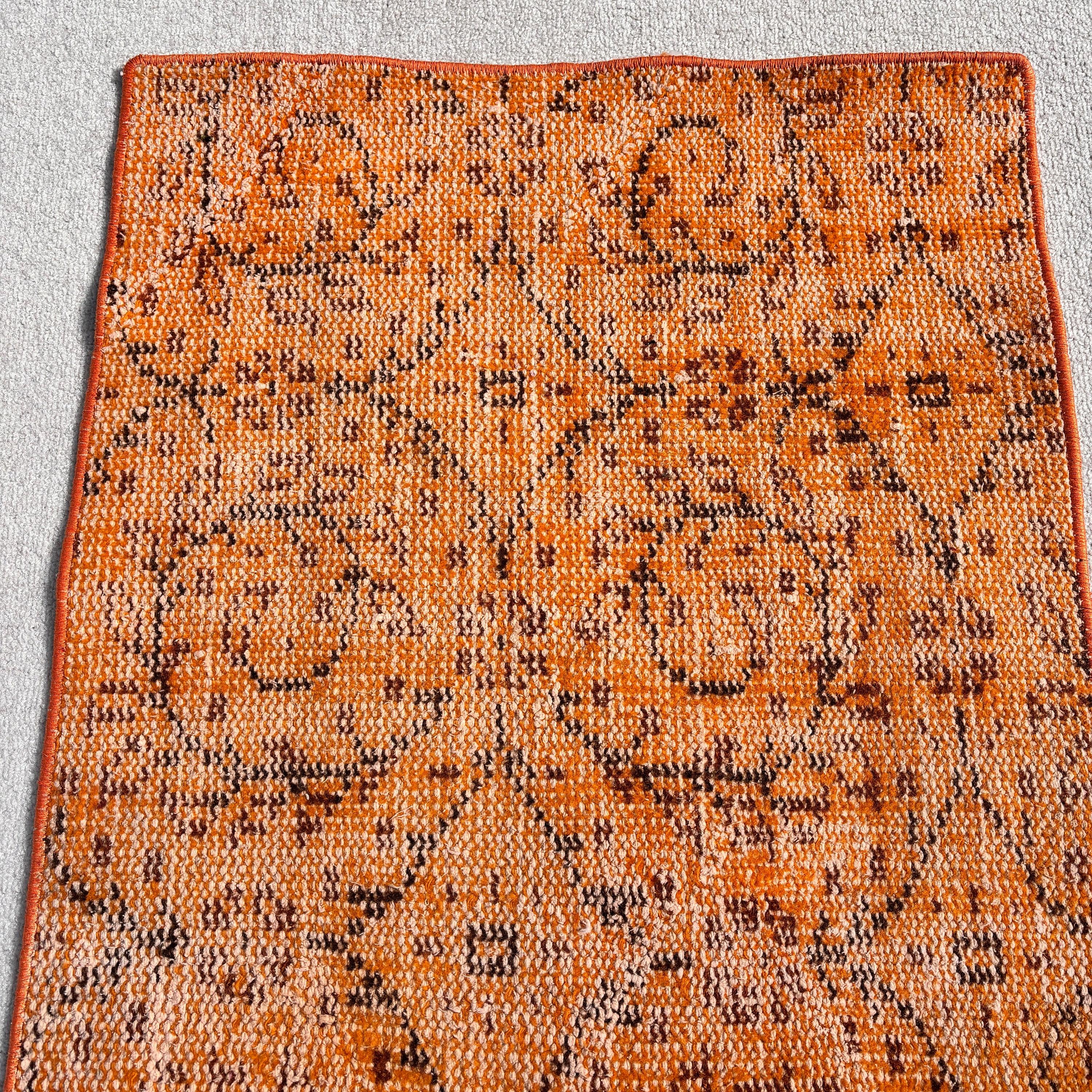 Wool Rug, Vintage Rugs, Orange Luxury Rug, 1.9x3.5 ft Small Rug, Bedroom Rug, Nursery Rug, Floor Rugs, Oriental Rugs, Turkish Rugs